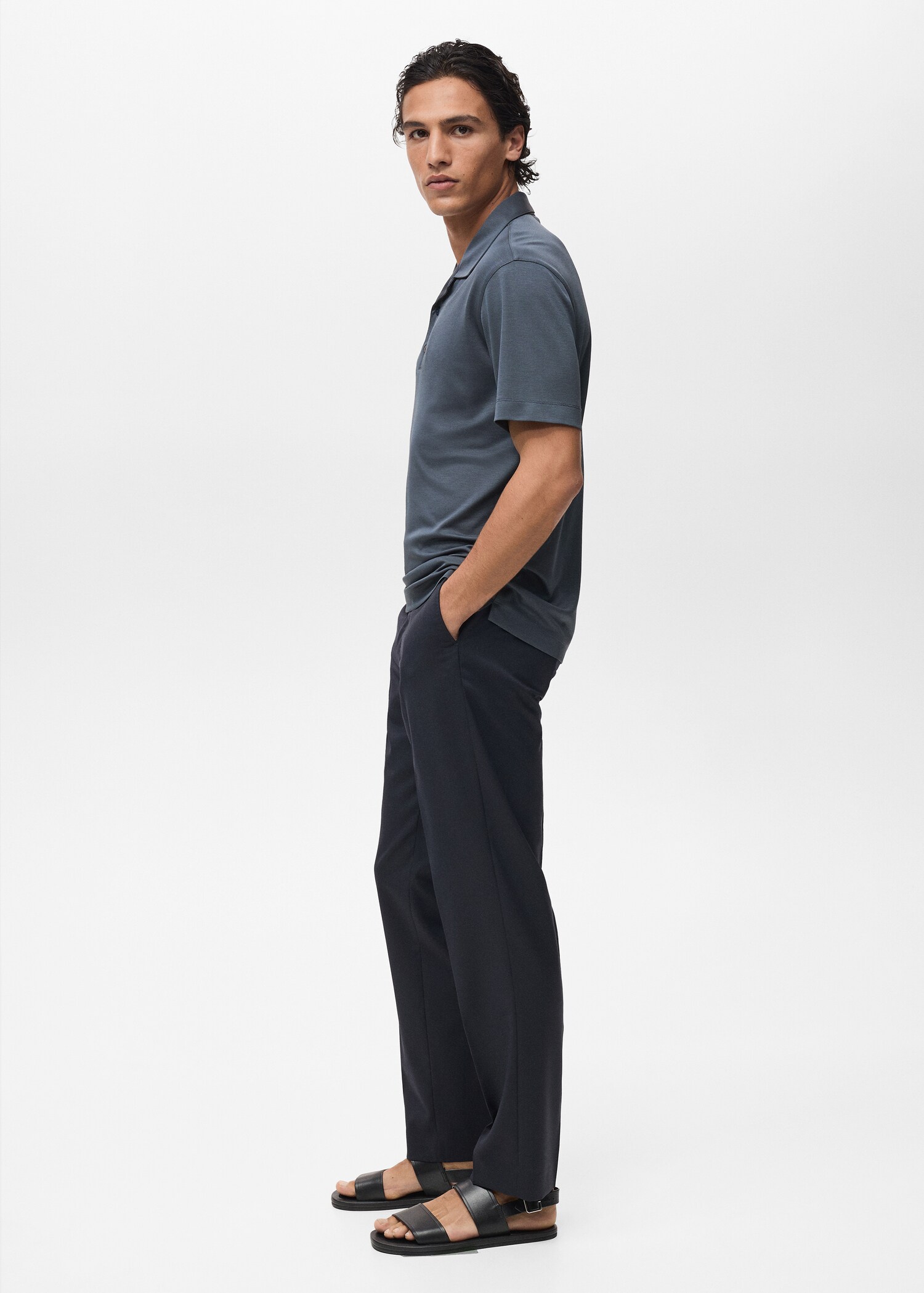 Lyocell polo shirt with bowling collar - Details of the article 2