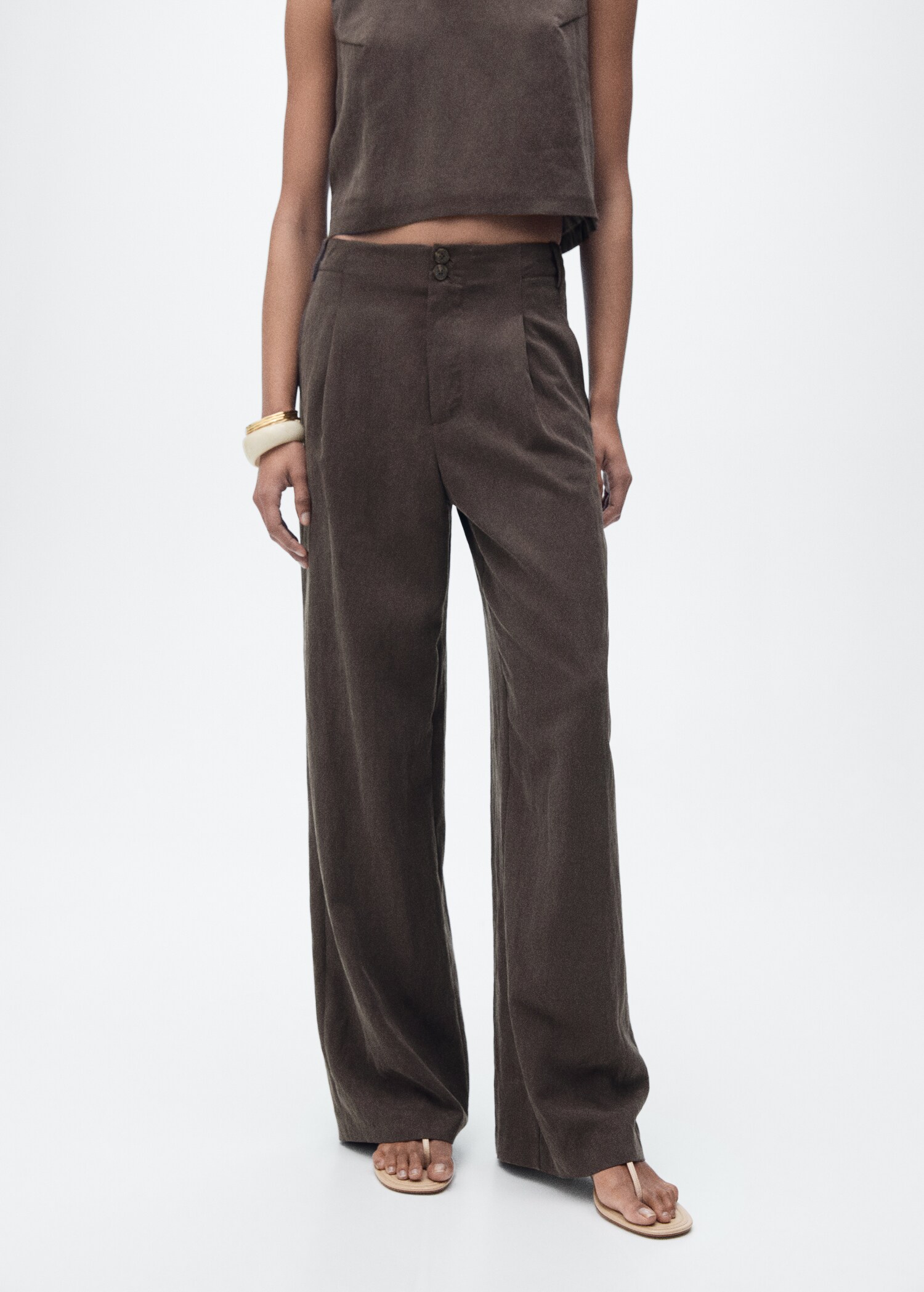 Pantalon Lyocell droit à pinces - Plan moyen