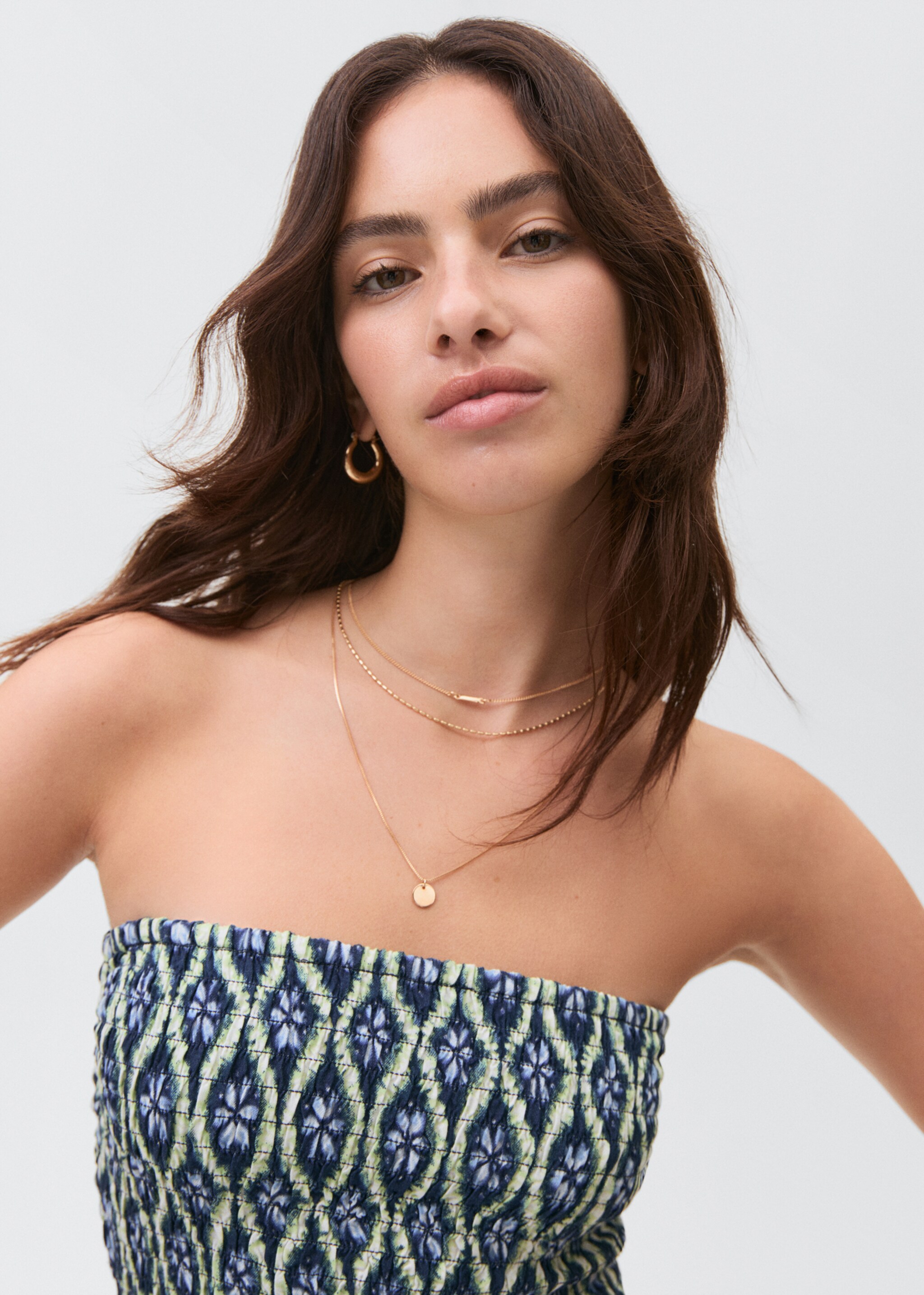 Strapless printed dress - Details of the article 1