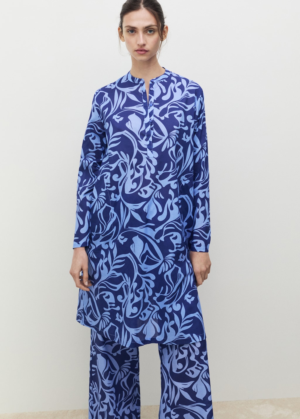 The barnnet キャミソール Two-tone printed cotton caftan - Women | MANGO USA