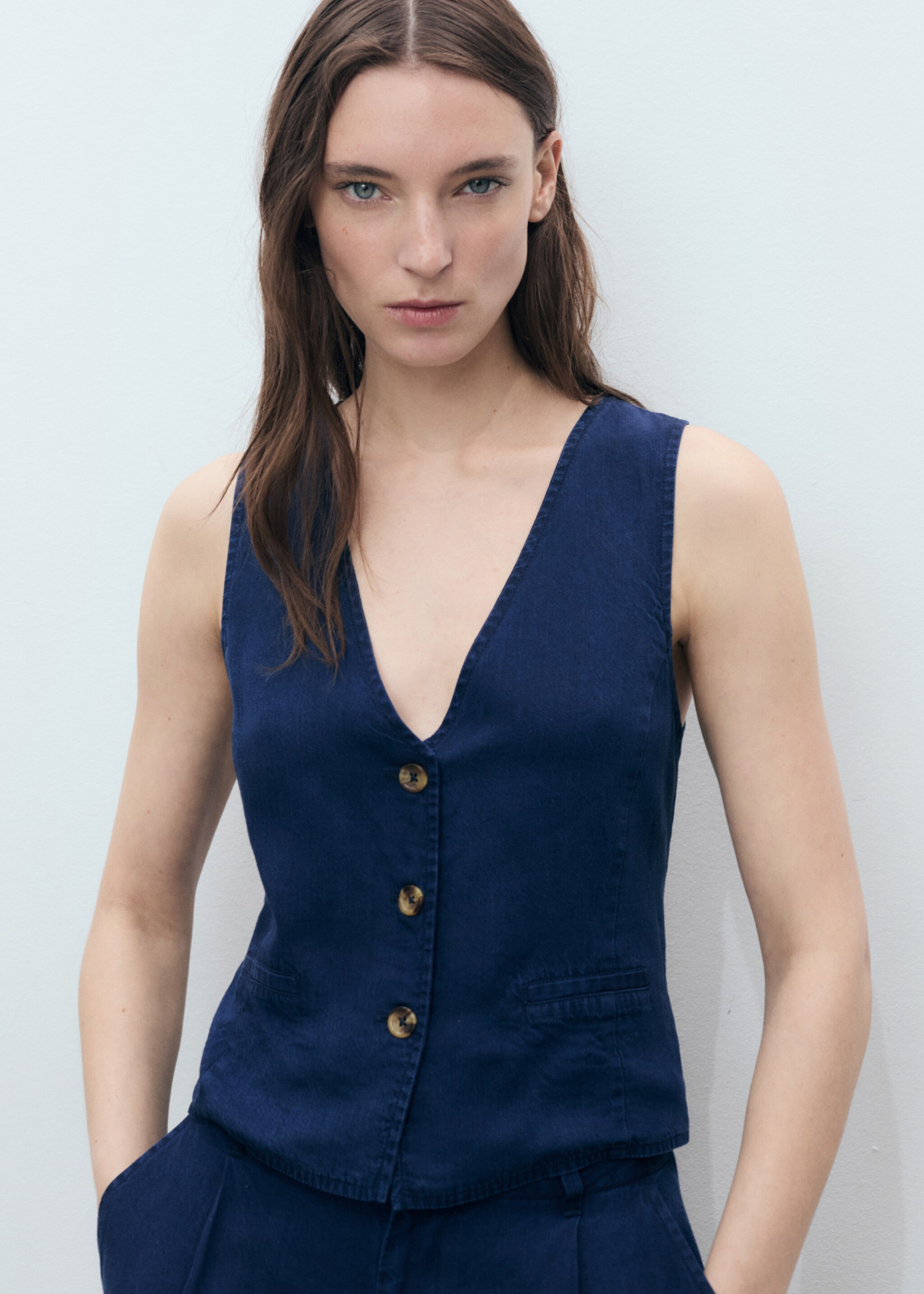 Lyocell-Weste mit Denim-Effekt - Mittlere Ansicht