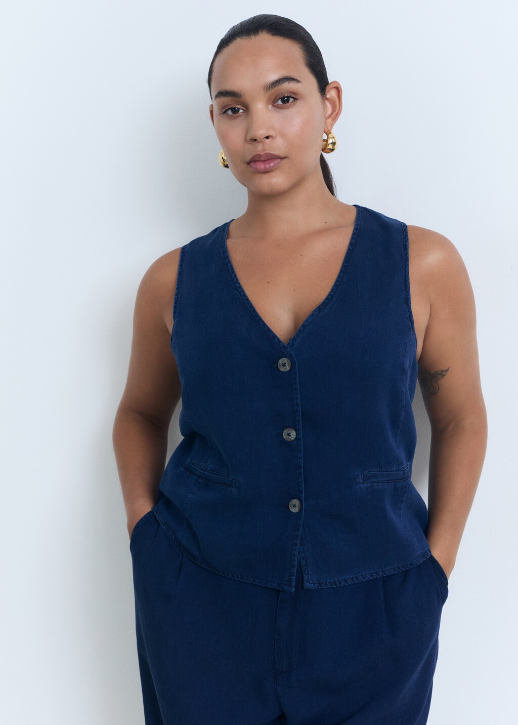 Denim-effect lyocell vest