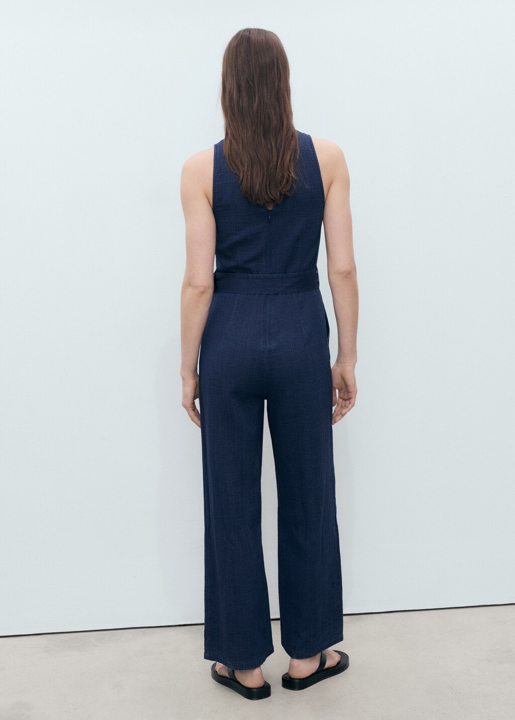 Mango Flowy denim jumpsuit with belt