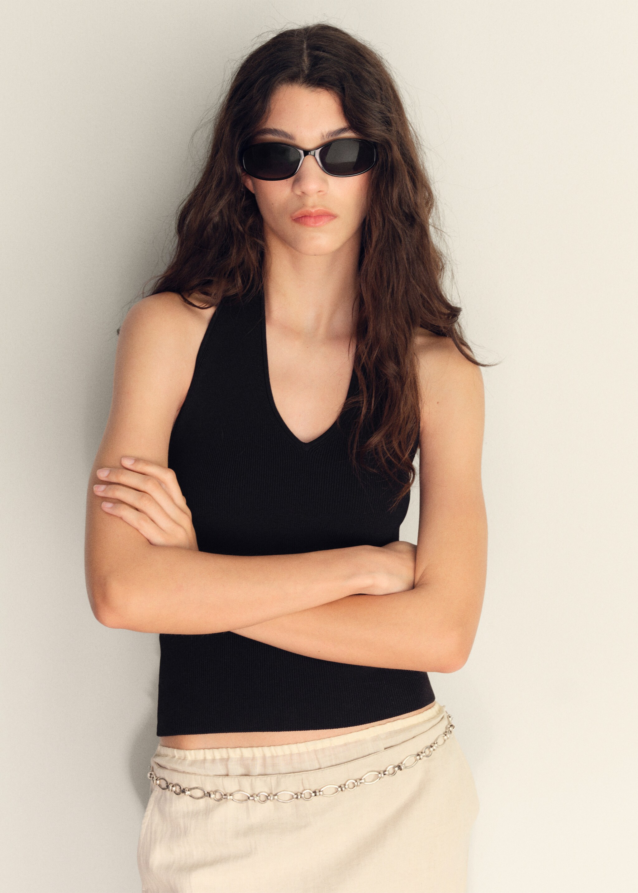 Ribbed halter-neck top - Medium plane