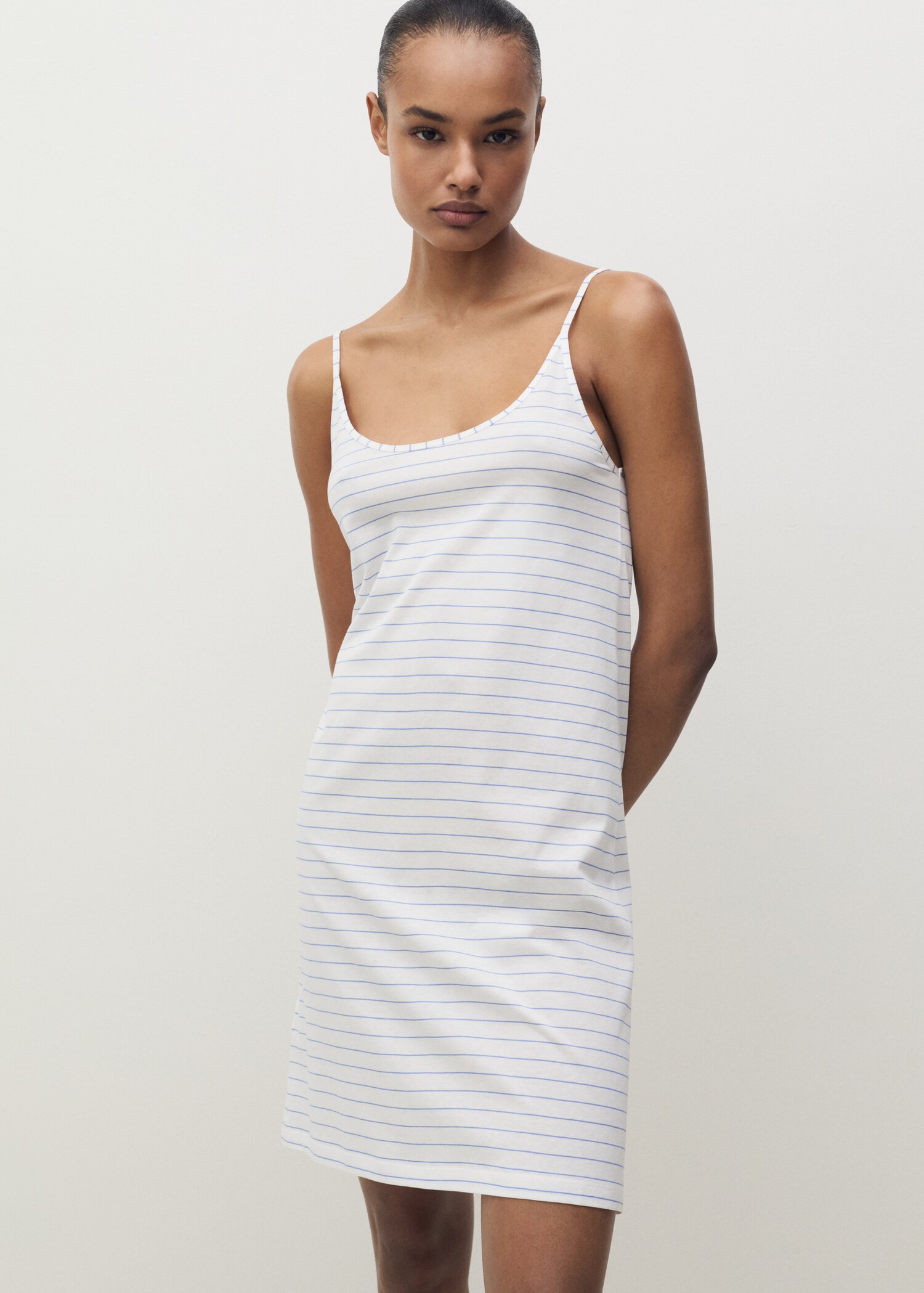 Striped cotton nightdress - Medium plane