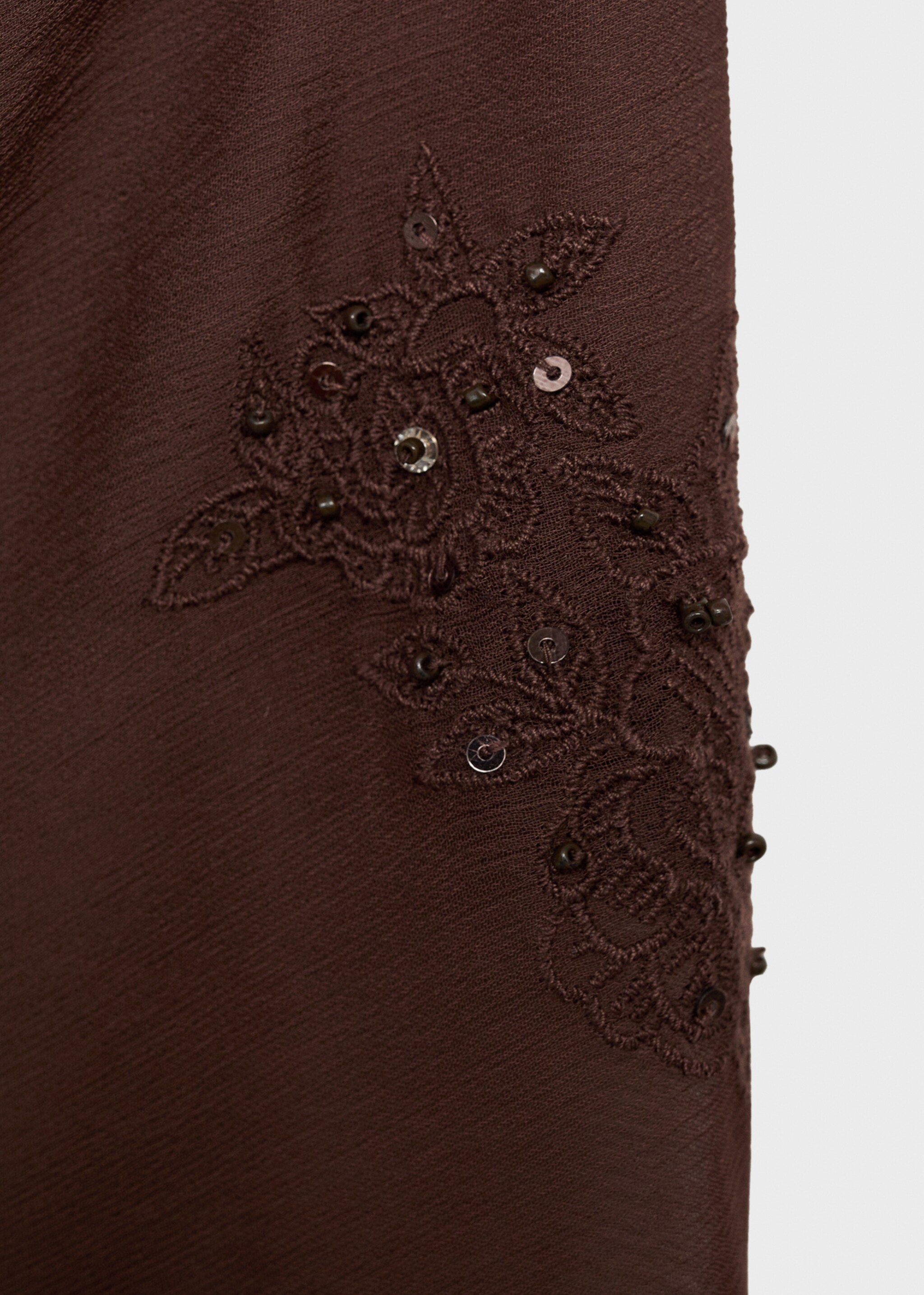 Embroidered mini-skirt with fringe - Details of the article 0