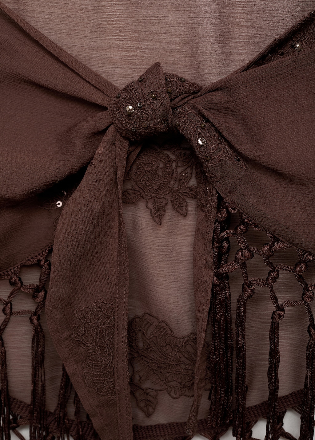 Embroidered mini-skirt with fringe