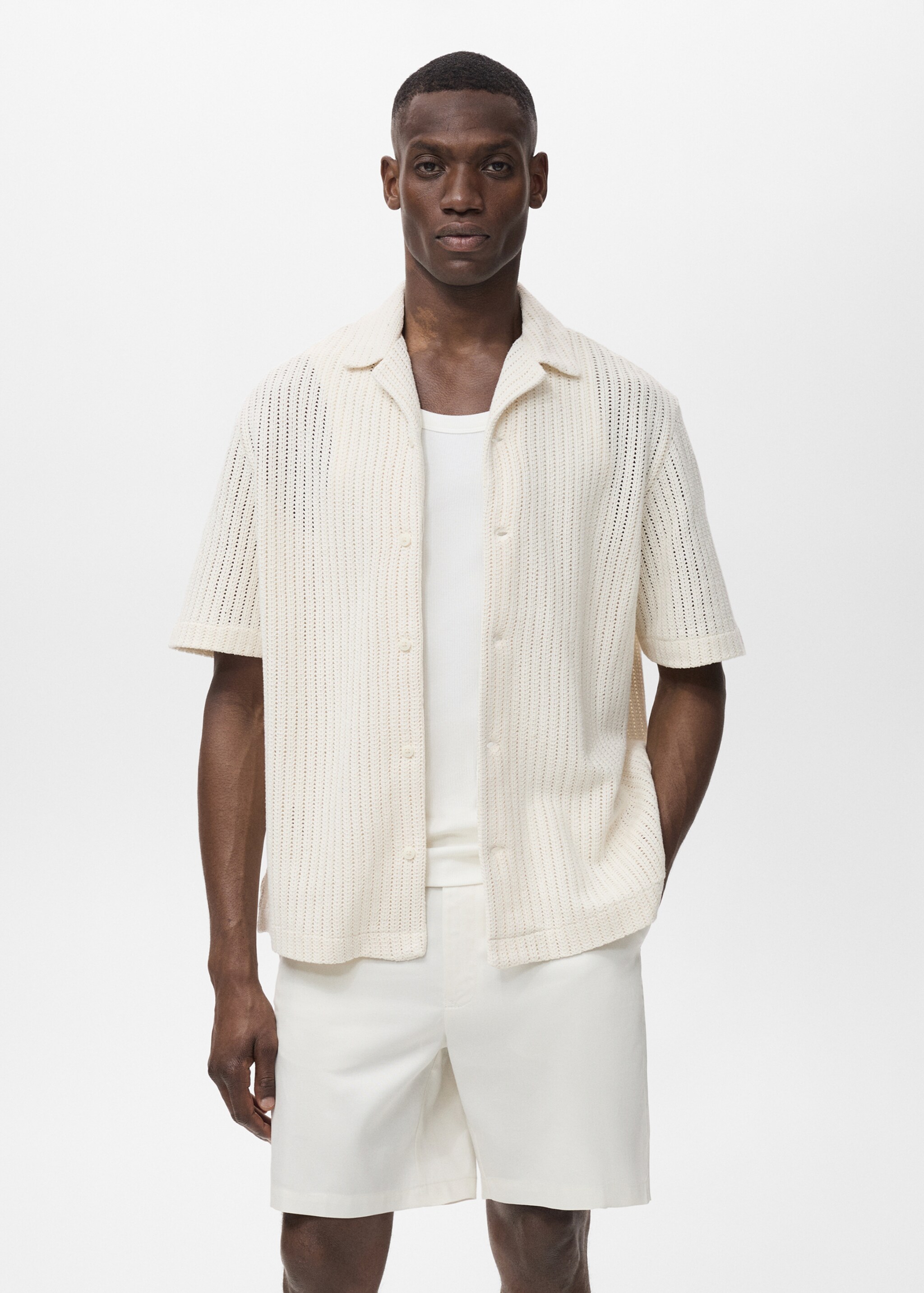 Camisa algodón calado regular - Plano medio