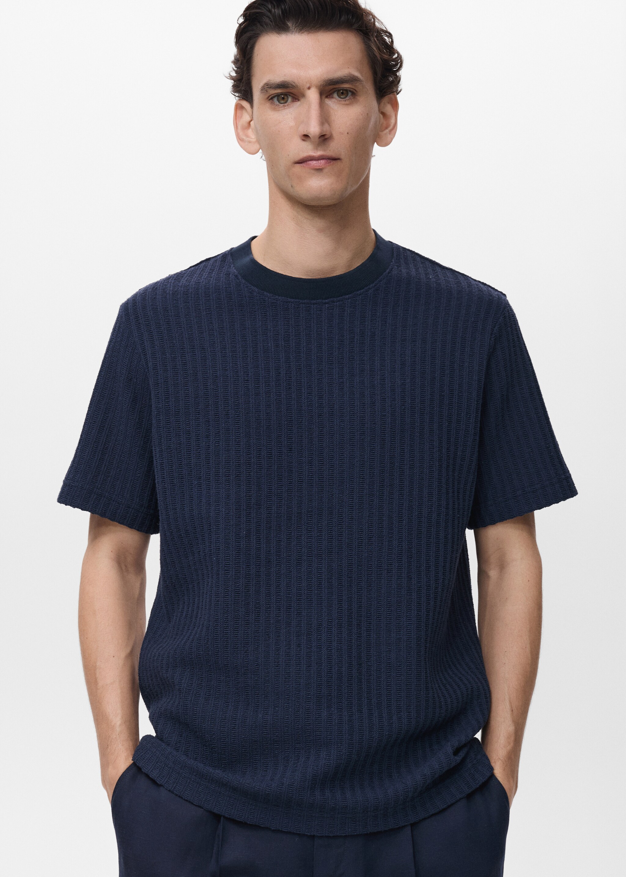 Camiseta punto rayas - Plano medio