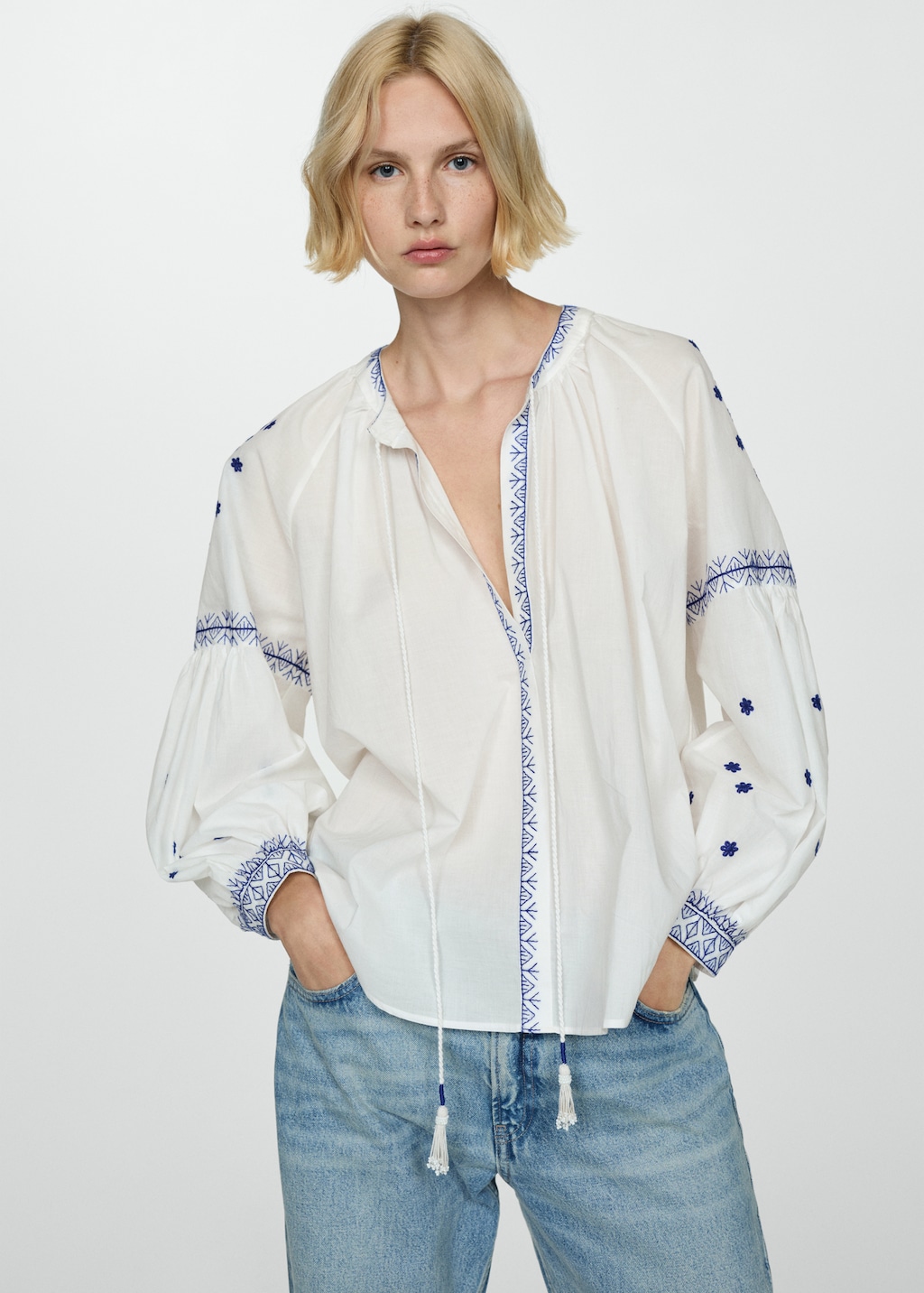 Embroidered detail shirt - Women | MANGO USA