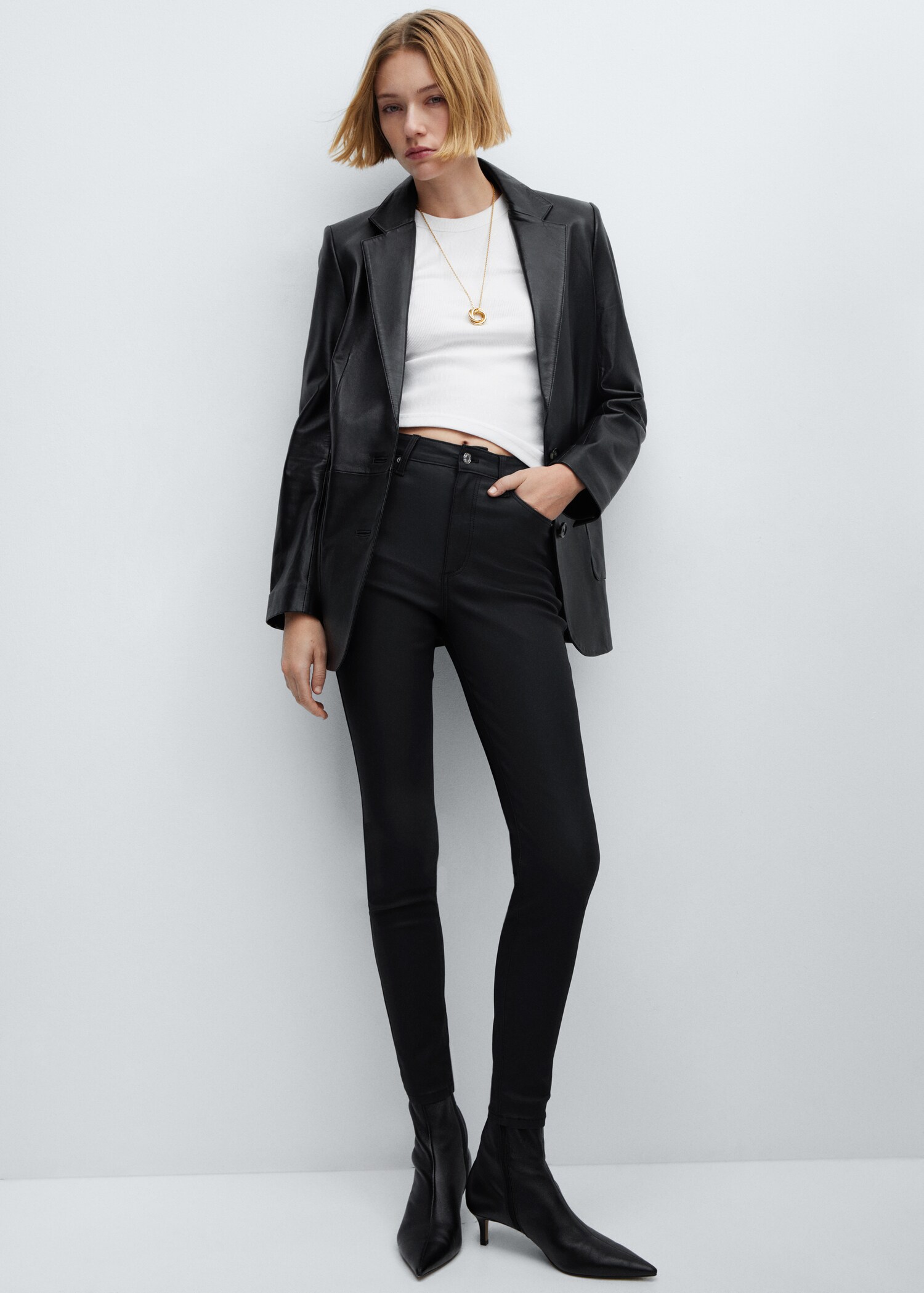Skinny Coated-Jeans mit hohem Bund - Detail des Artikels 2