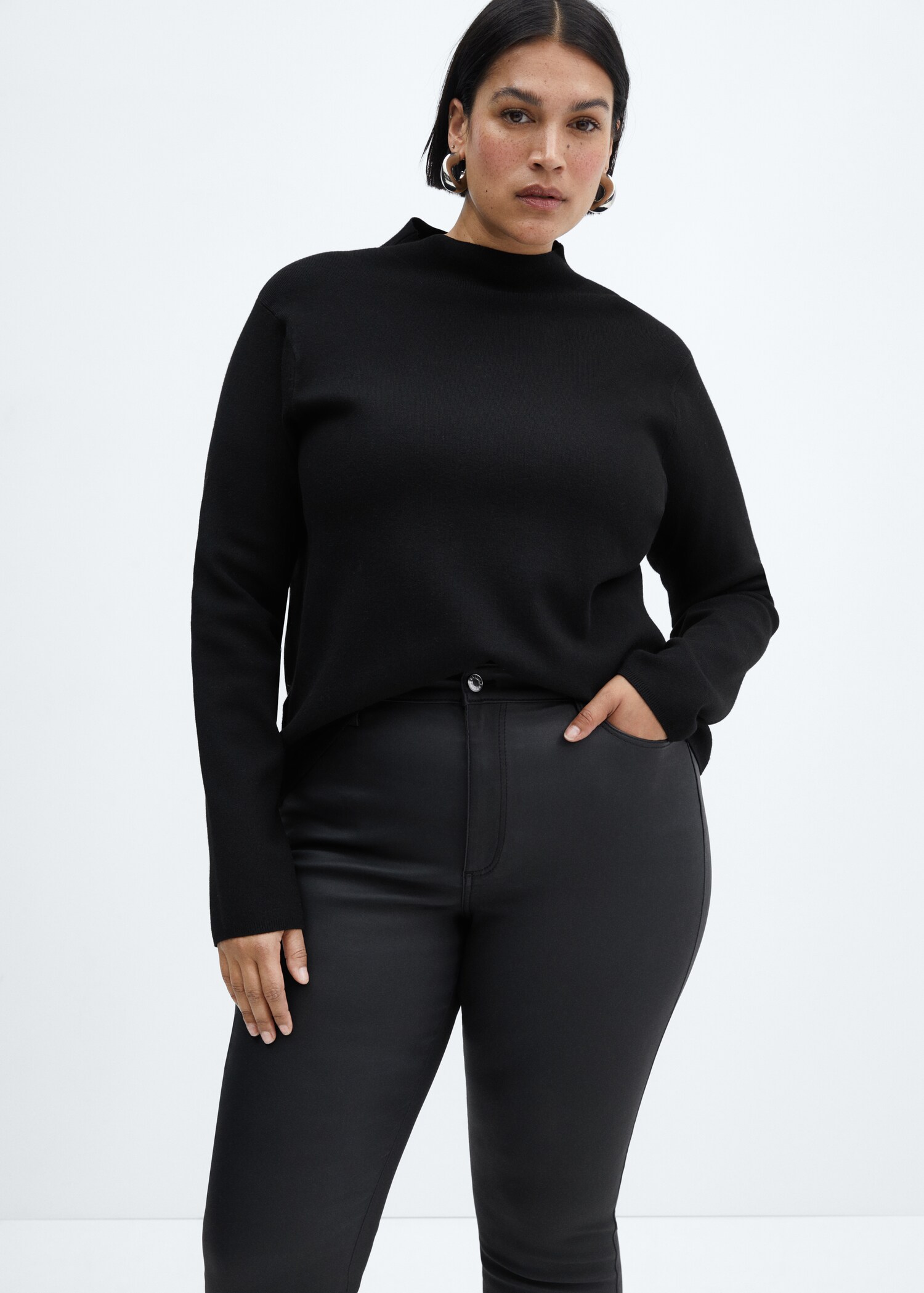 Skinny Coated-Jeans mit hohem Bund - Detail des Artikels 5