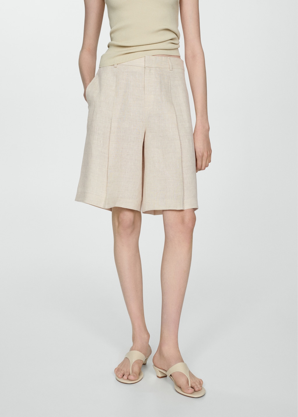 Mango 100% linen bermuda shorts