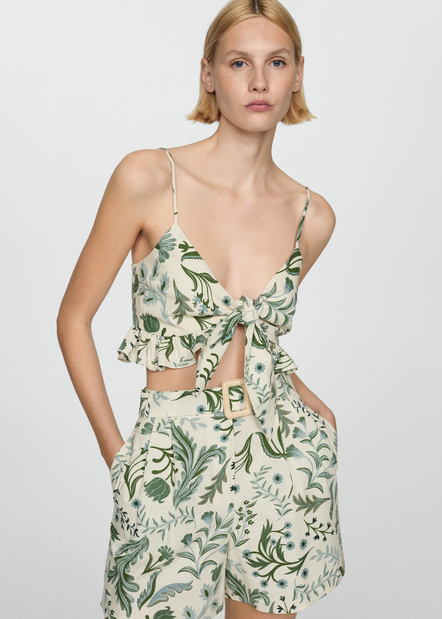 Printed crop top with bow - Medium plane