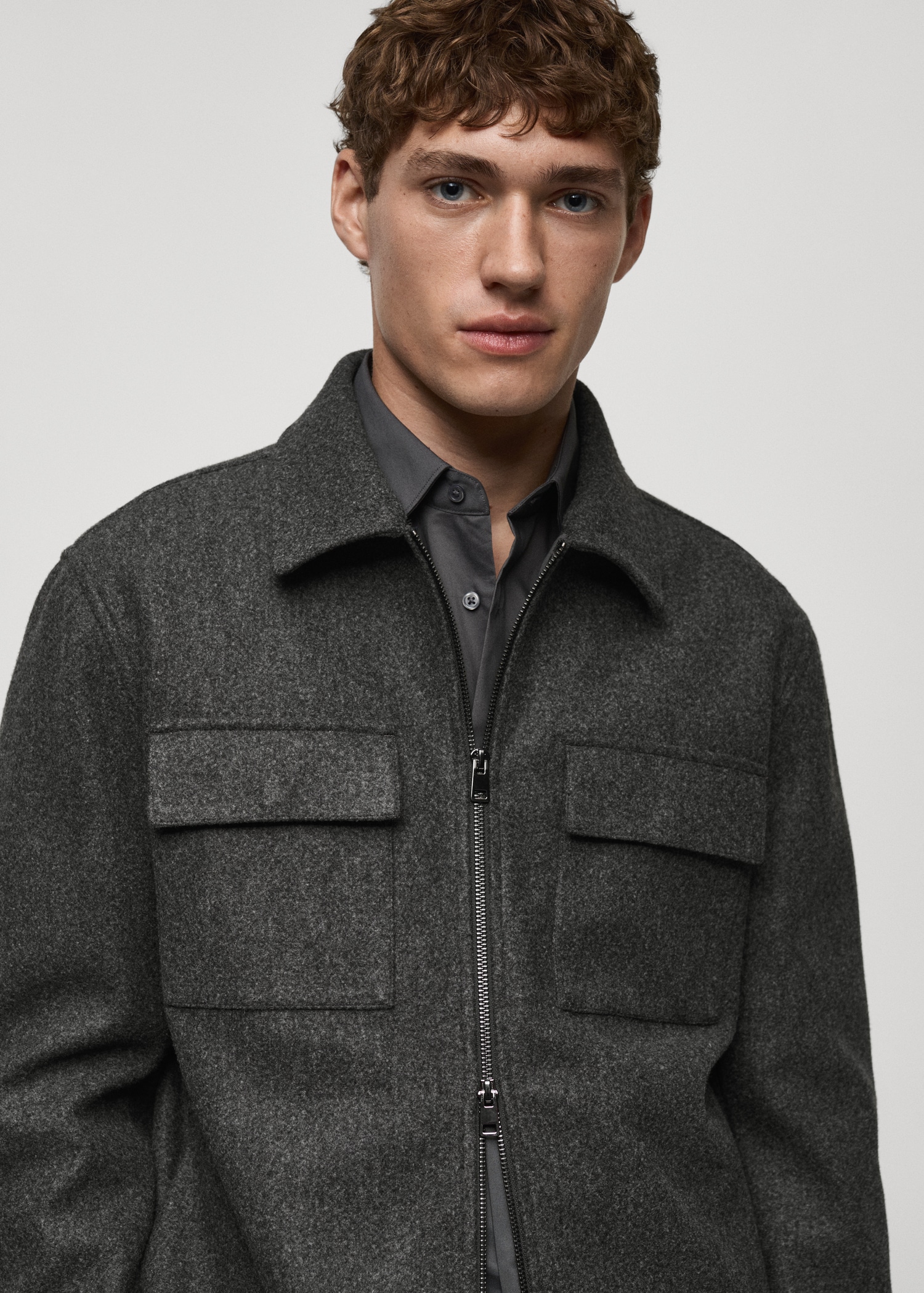 Regular-fit flannel jacket with pockets - Details of the article 1