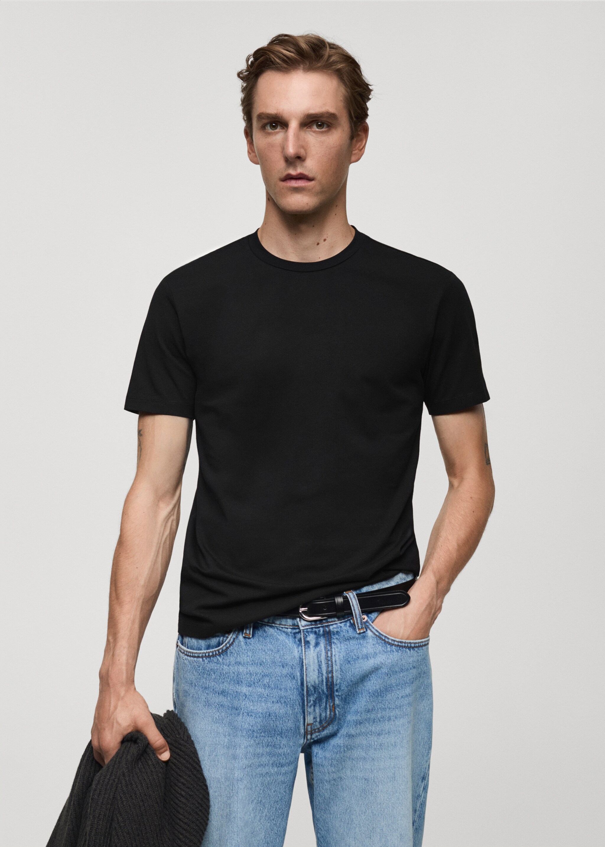 Stretch katoenen T-shirt - Middenvlak