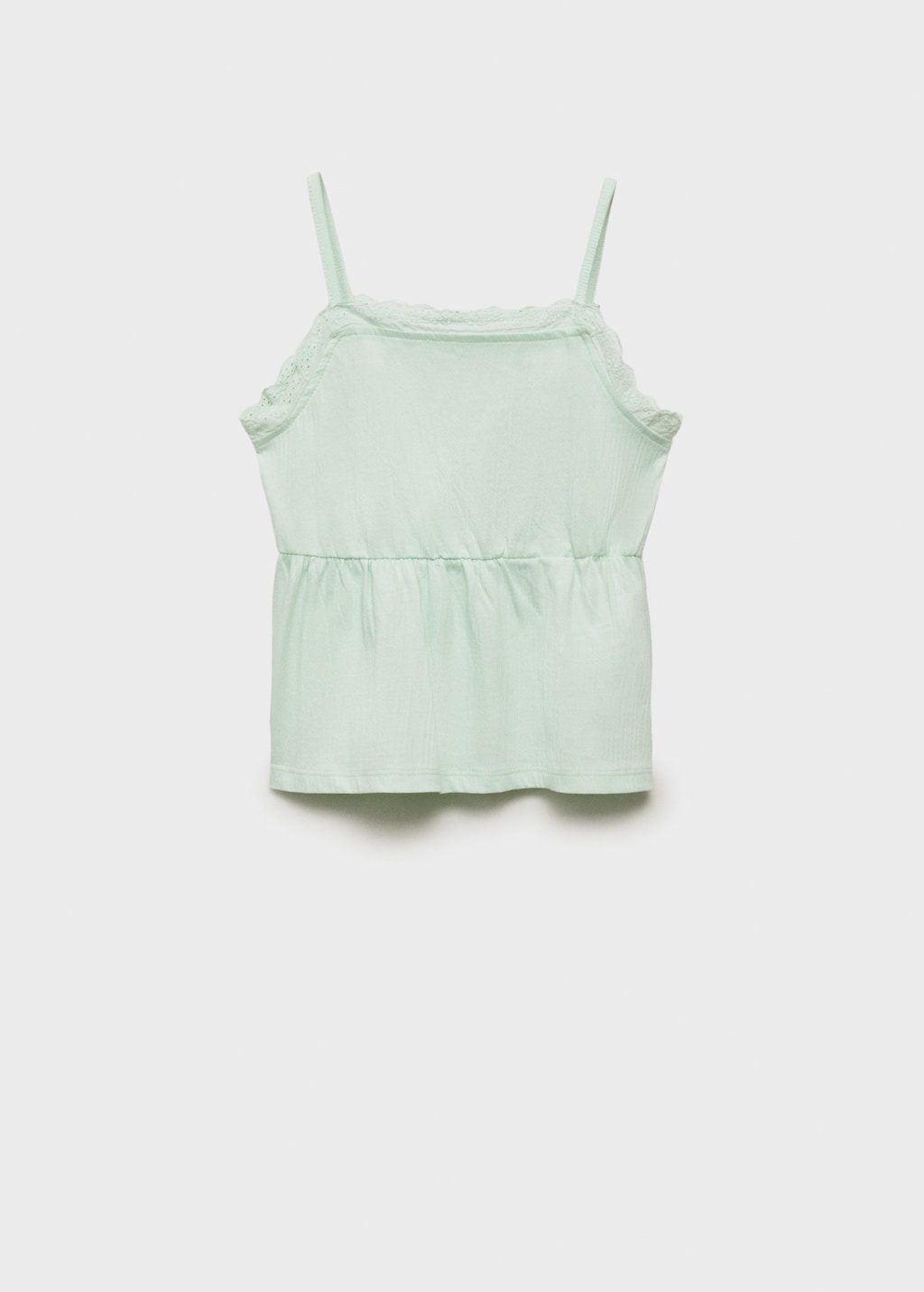 Top with Swiss embroidery detail mint green - Kids - 5-6 years - MANGO KIDS