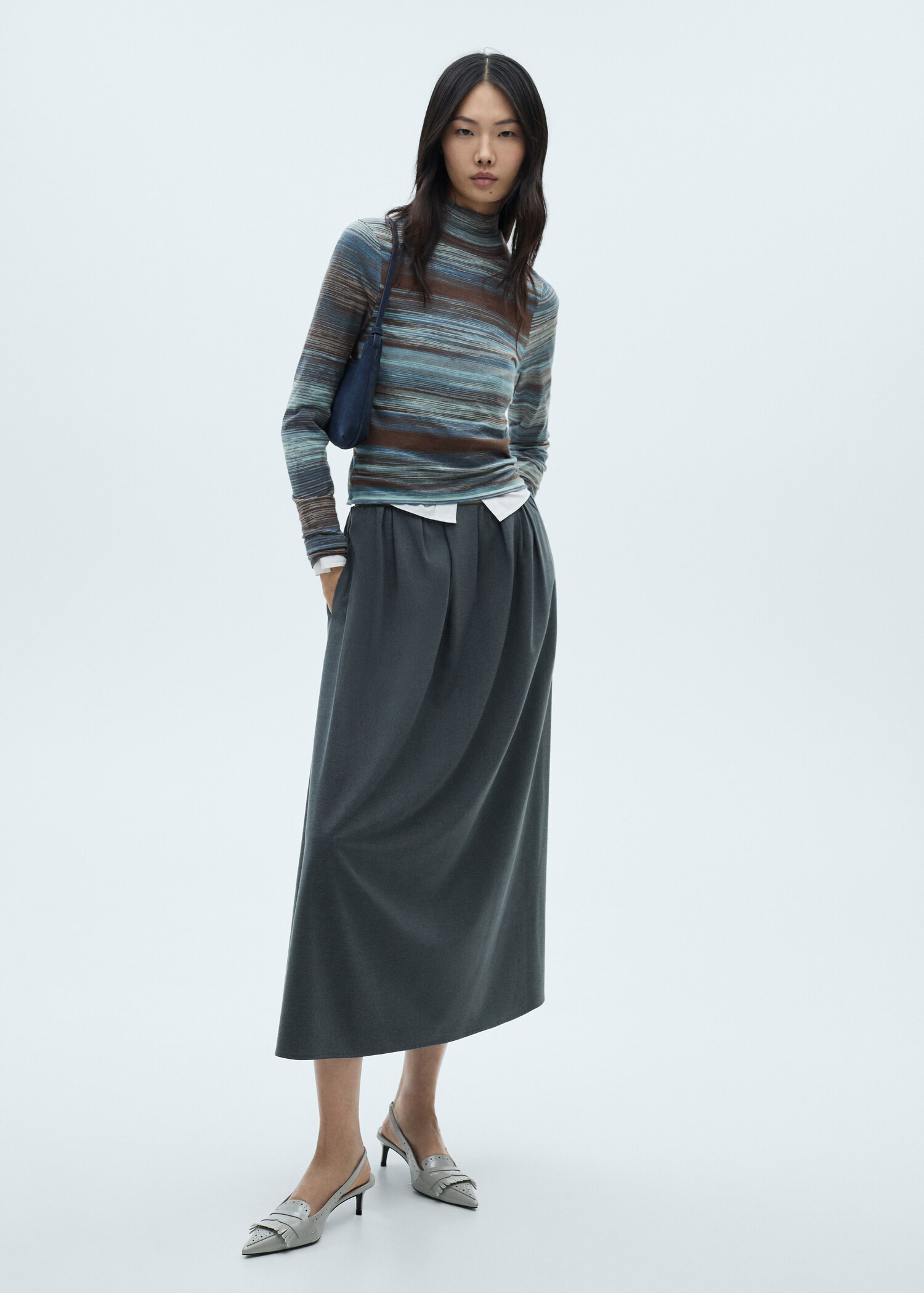 Stand-collar striped sweater - General plane