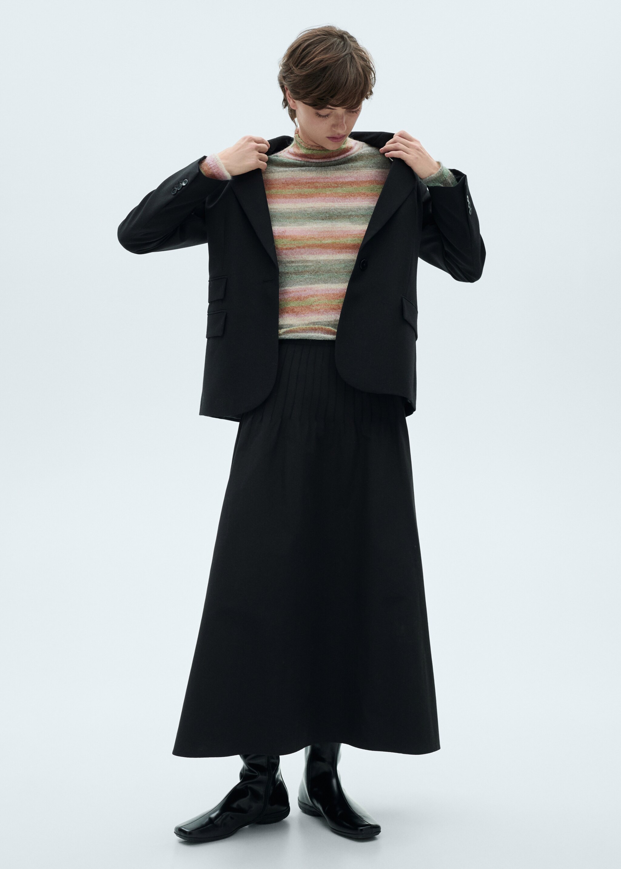 Stand-collar striped sweater - General plane