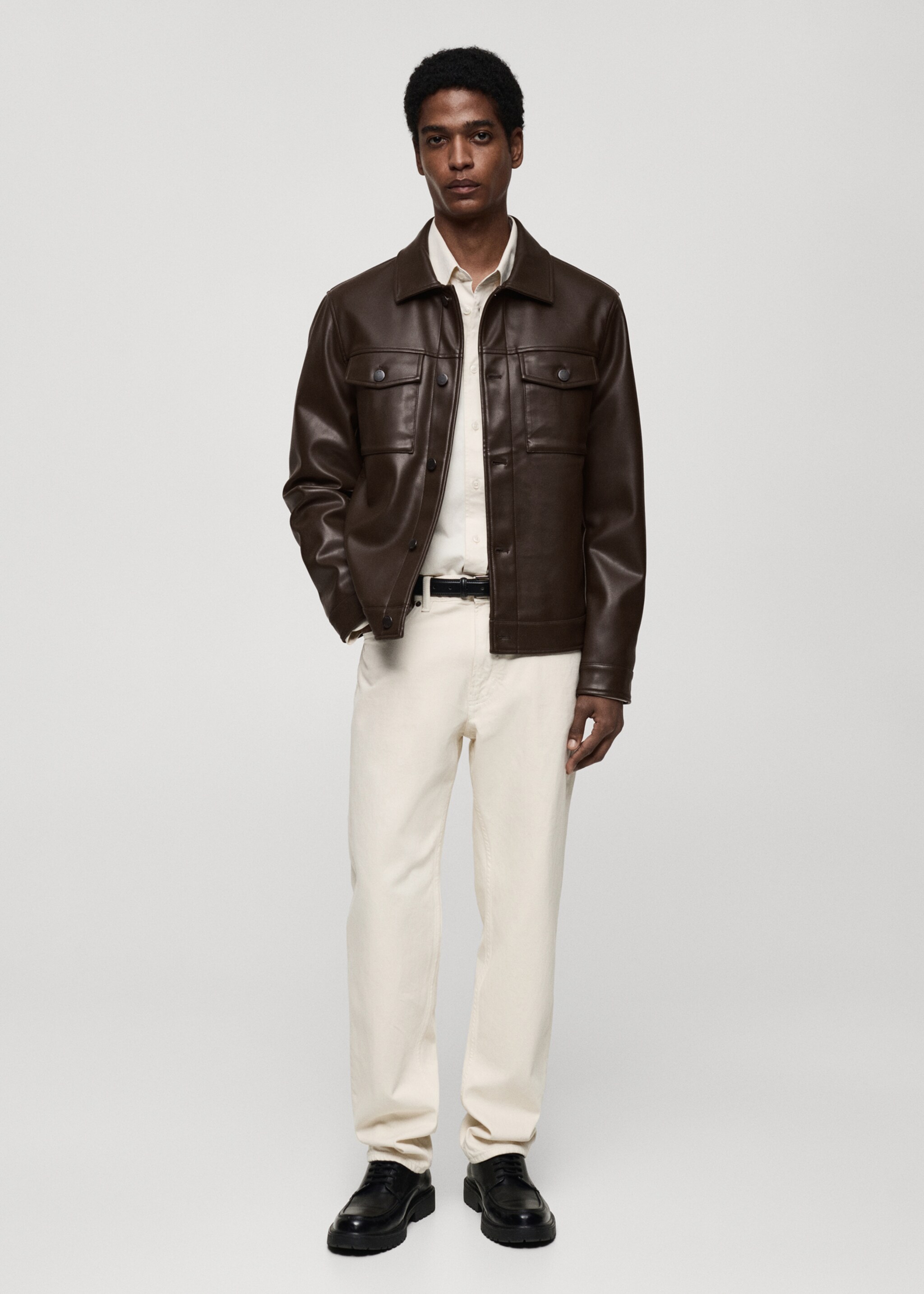 Leather-effect jacket with pockets - General plane