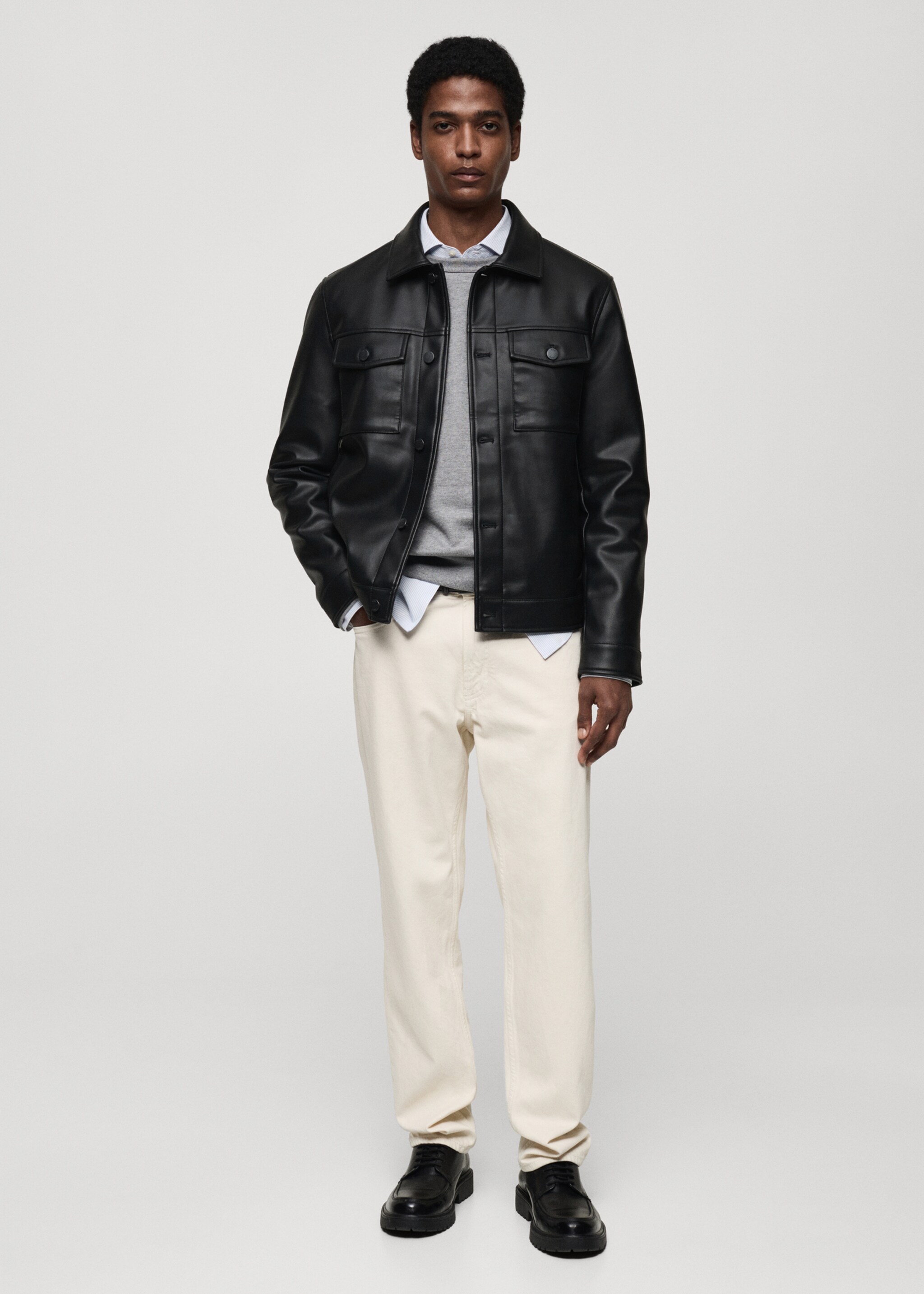 Leather-effect jacket with pockets - General plane