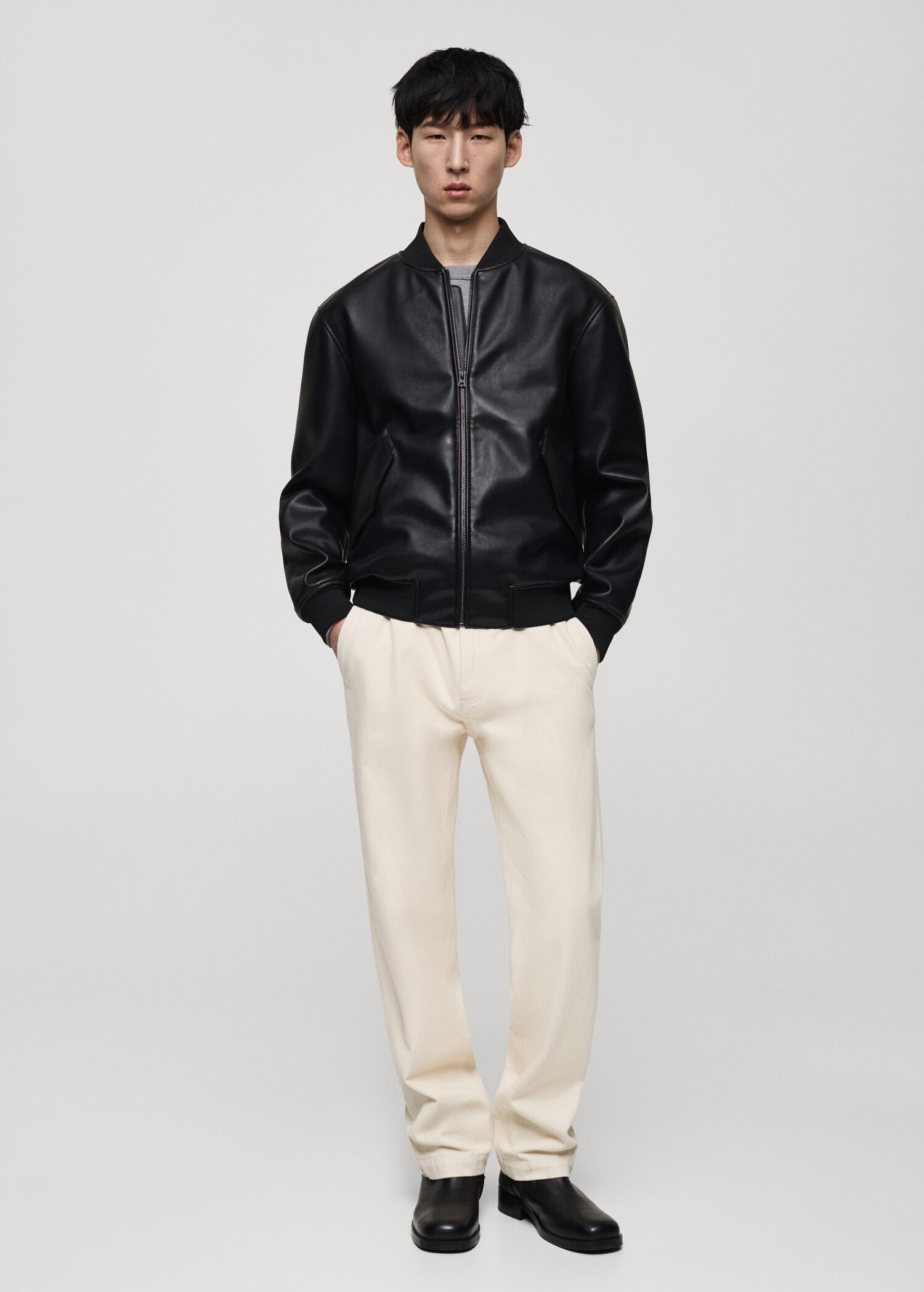 Leather-effect bomber jacket - General plane