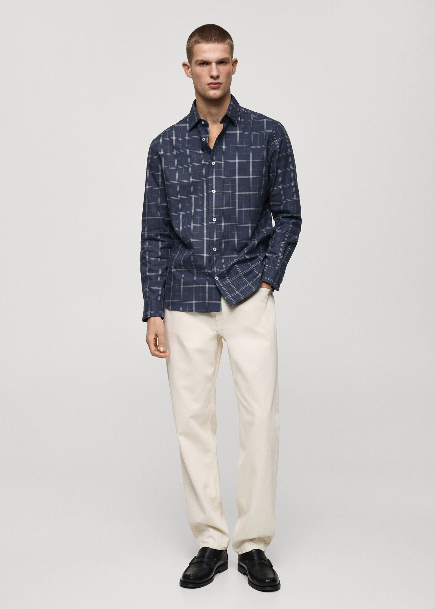 Camisa regular fit algodón cuadros - Plano general