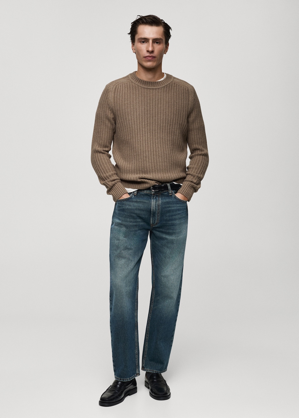 Wool-blend rib-knit sweater - Men | MANGO USA Wool-blend rib-knit sweater - Men | MANGO USA