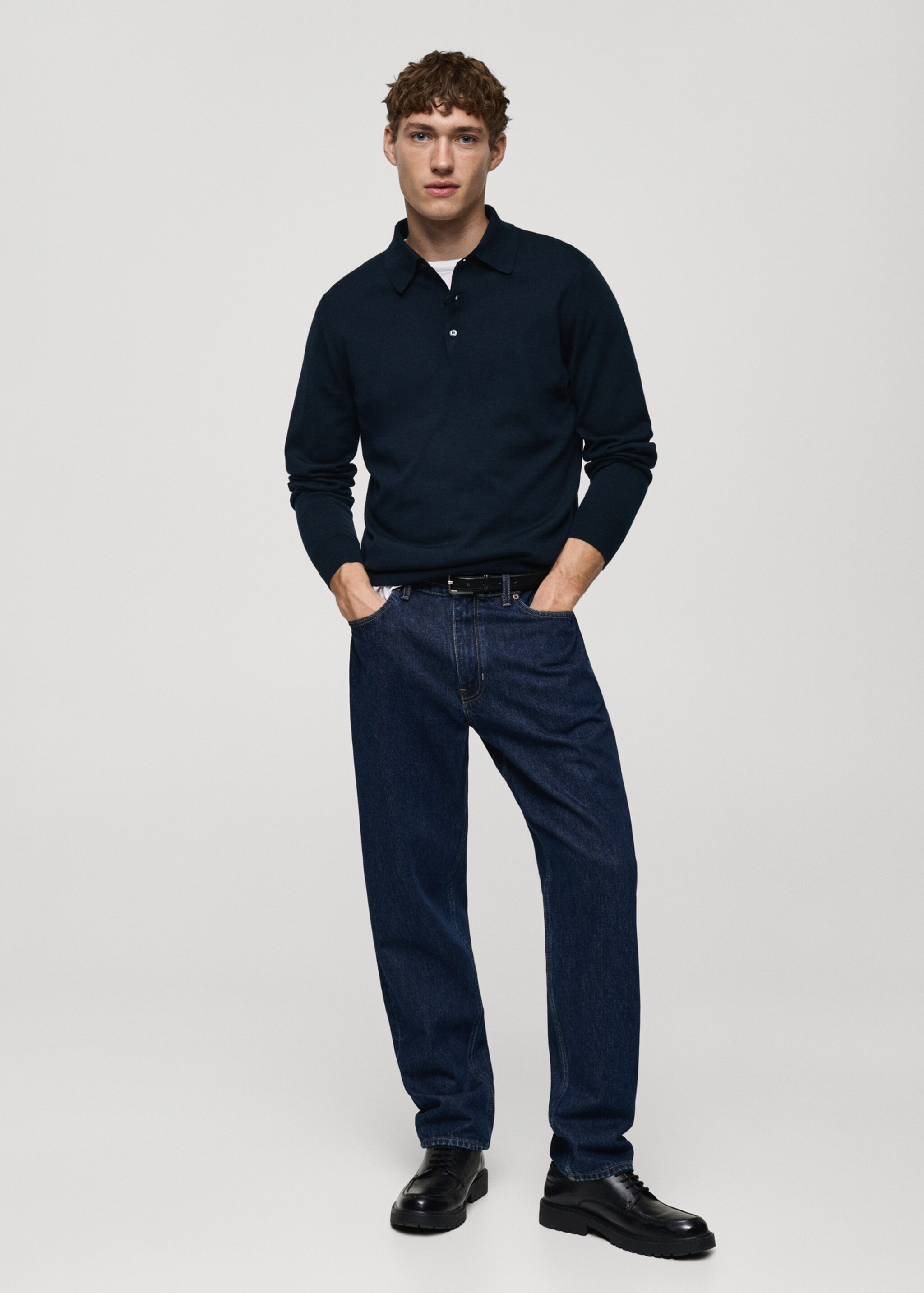 100% merino wool polo sweater - General plane