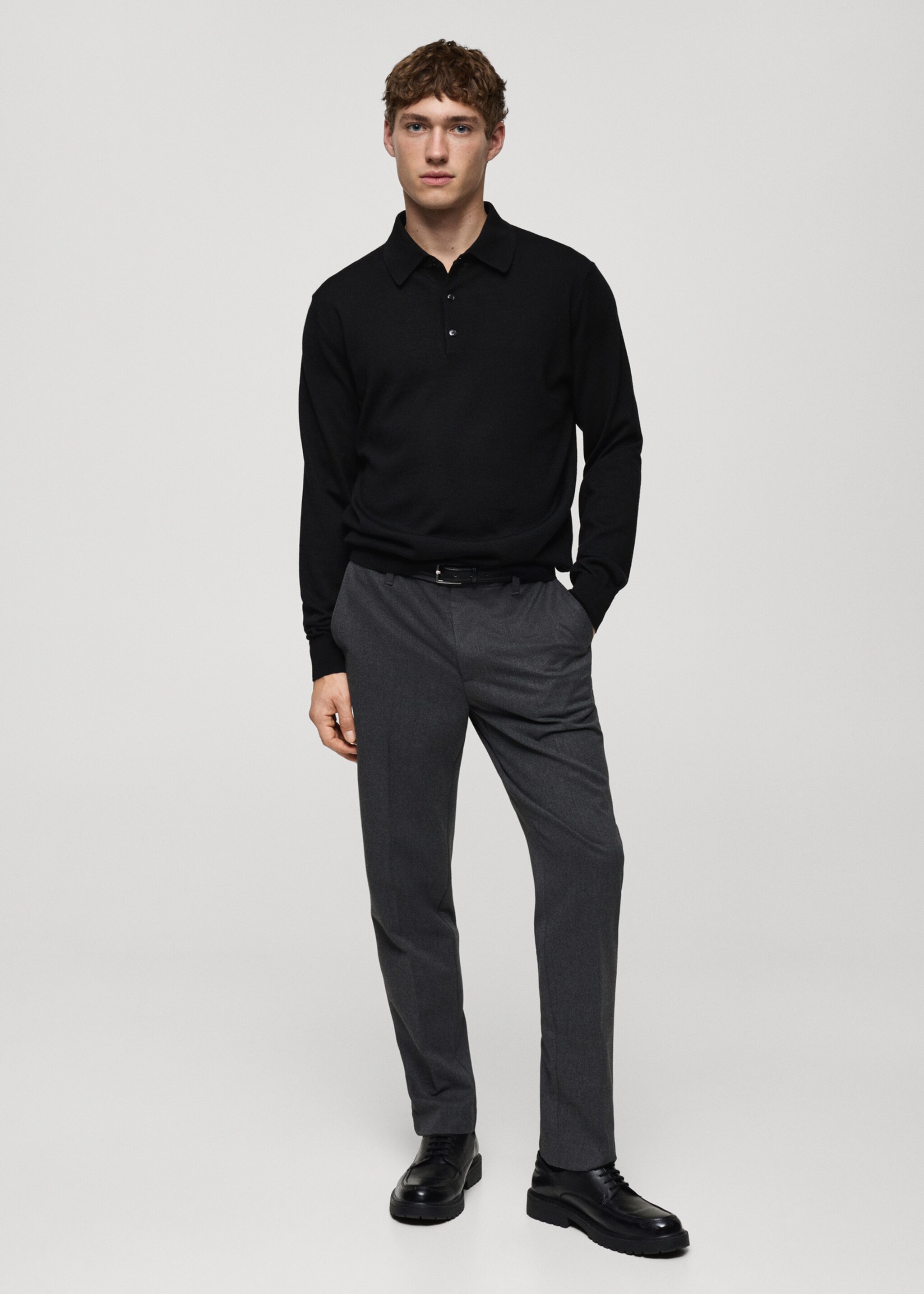 Poloshirt-Pullover aus 100 % Merinowolle - Allgemeine Ansicht