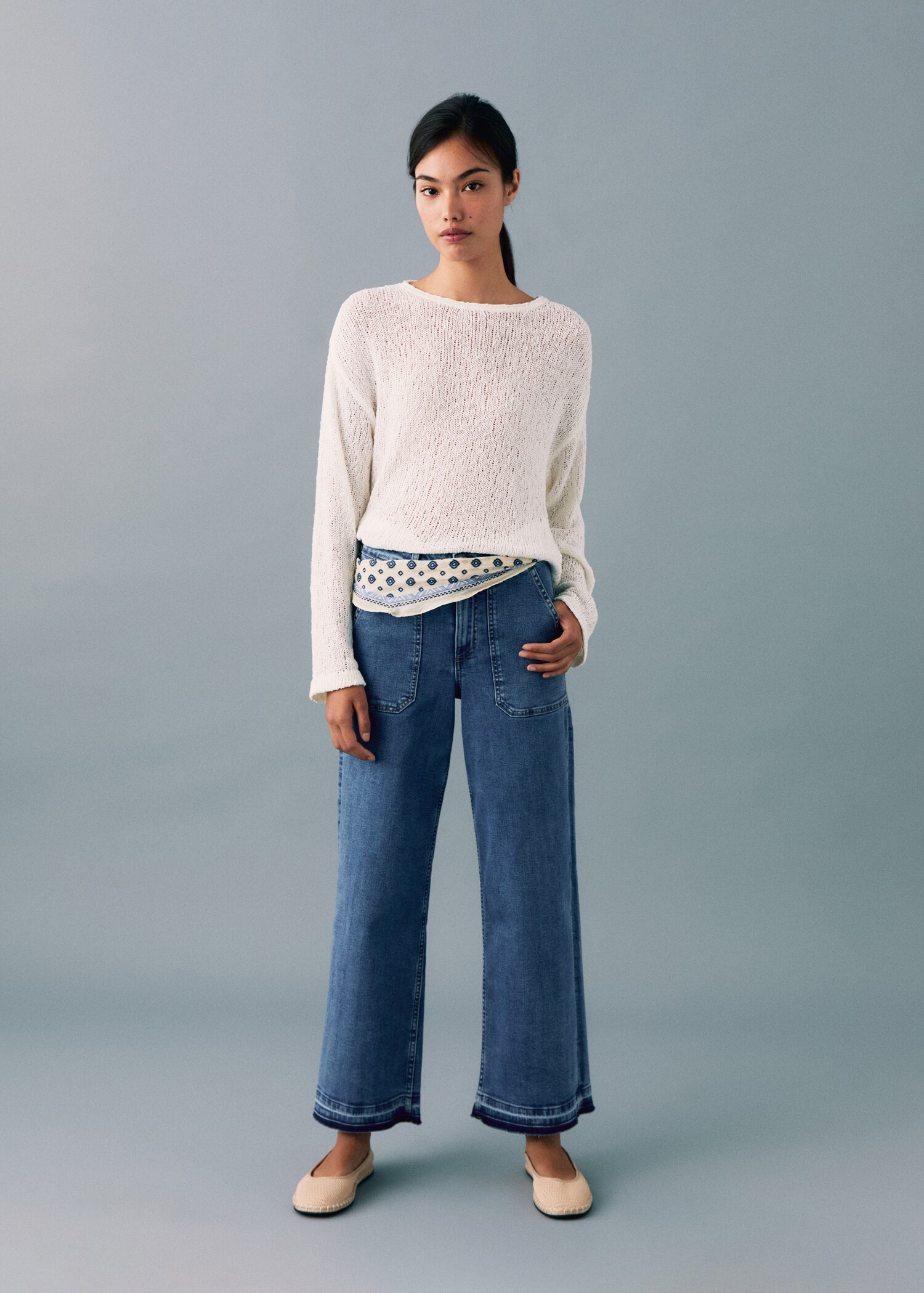 Jean style jupe-culotte poches - Plan général