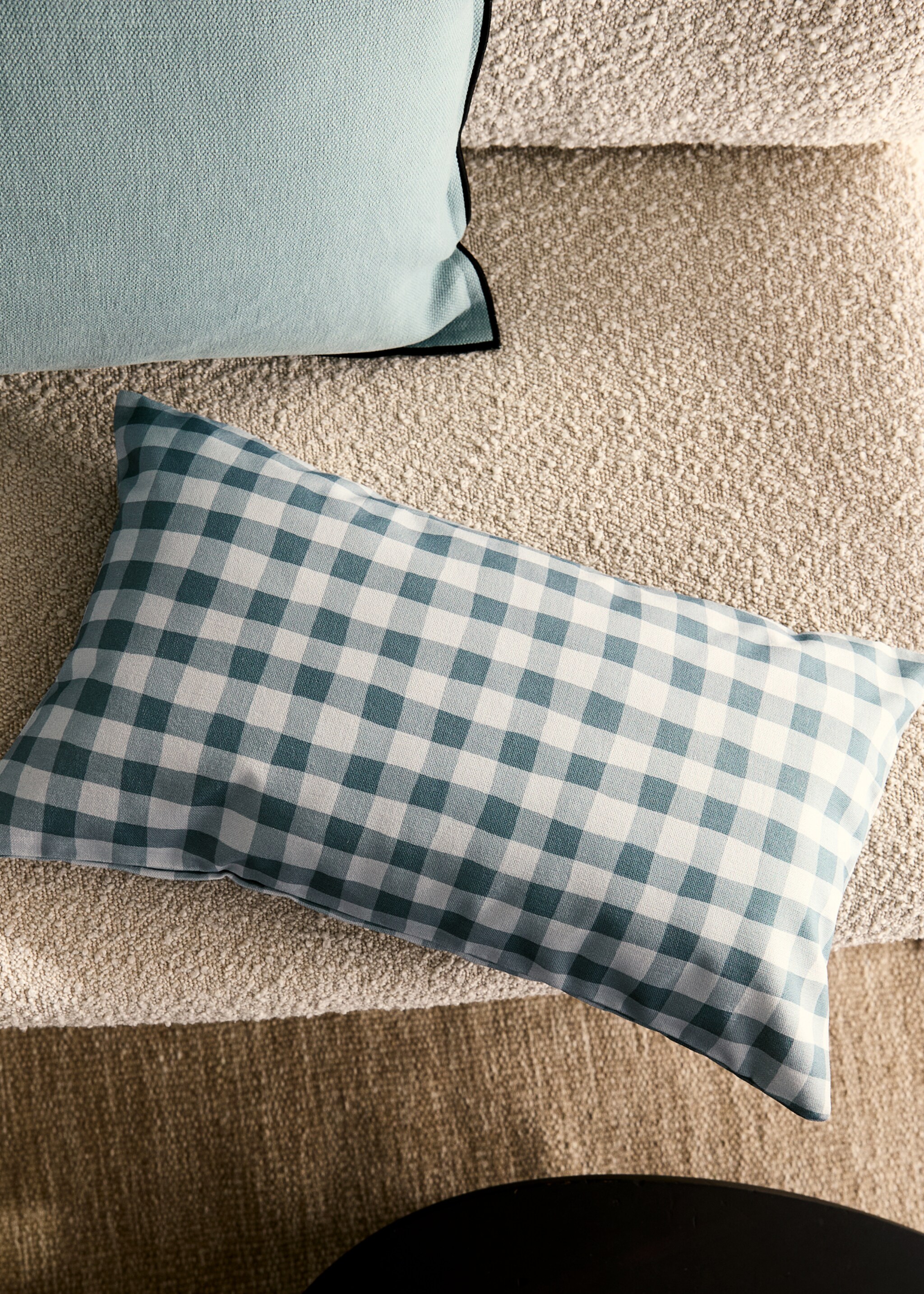 Cotton gingham check cushion cover 30x50 cm - General plane