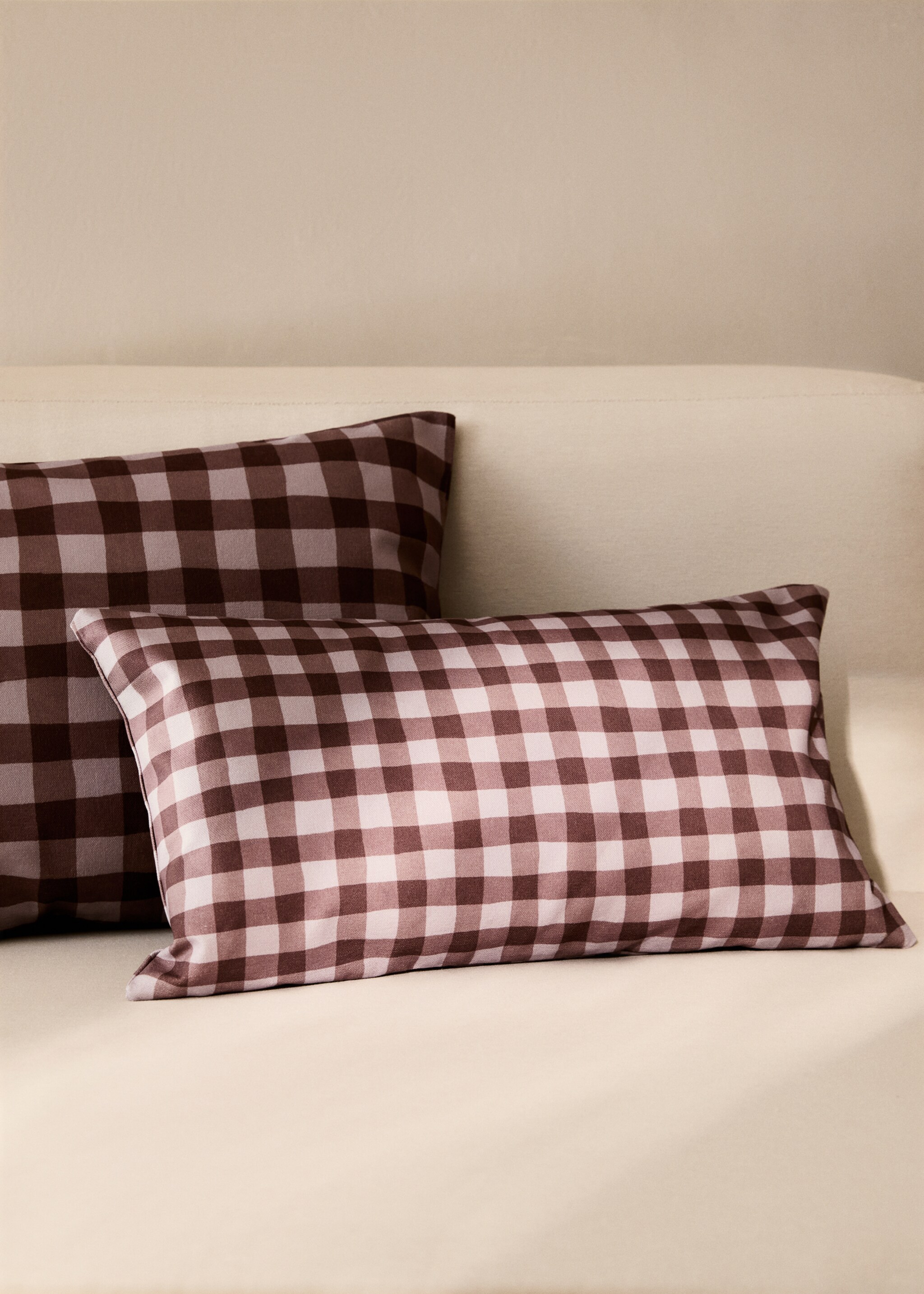 Cotton gingham check cushion cover 30x50 cm - General plane
