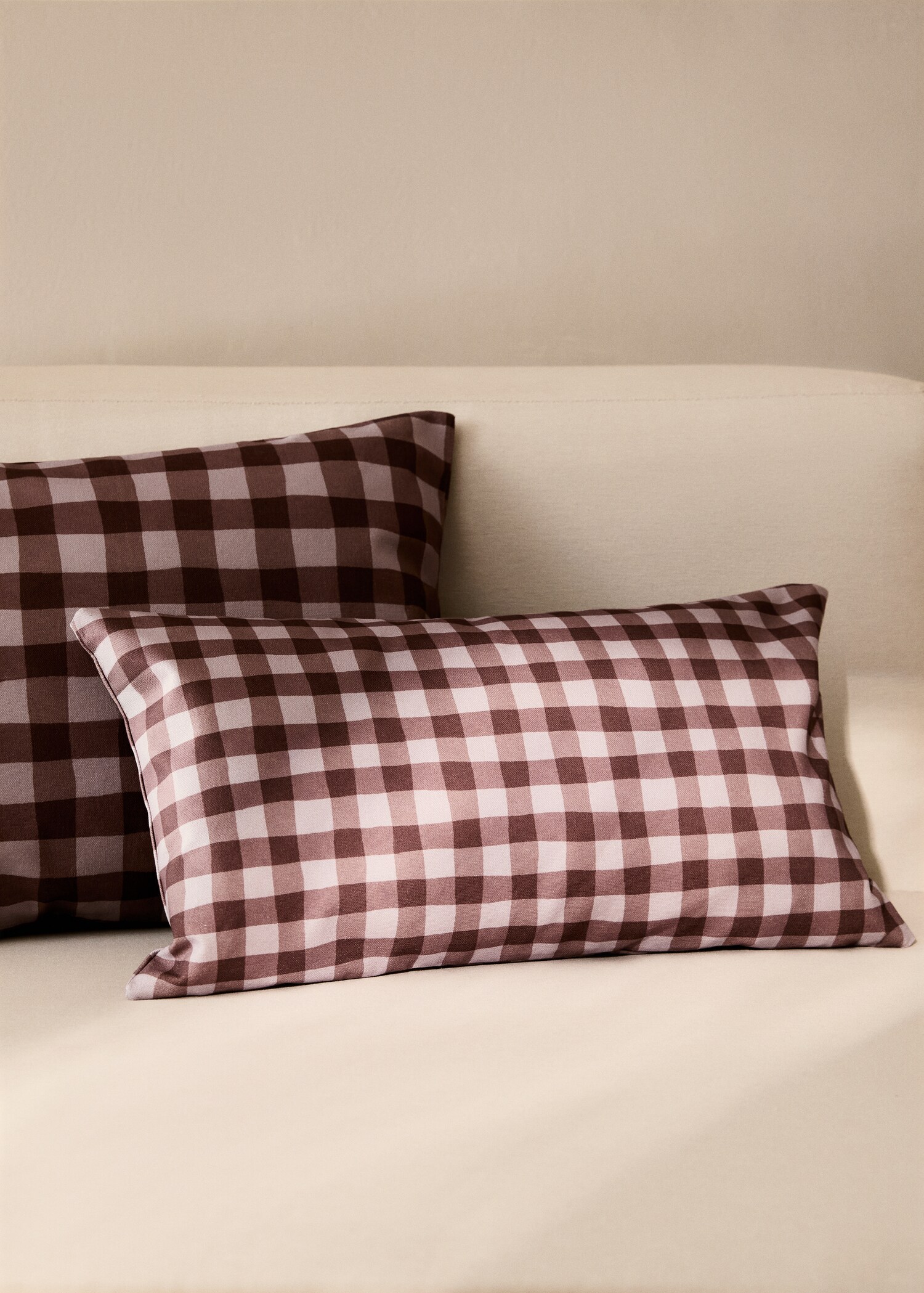 Cotton gingham check cushion cover 30x50 cm - General plane