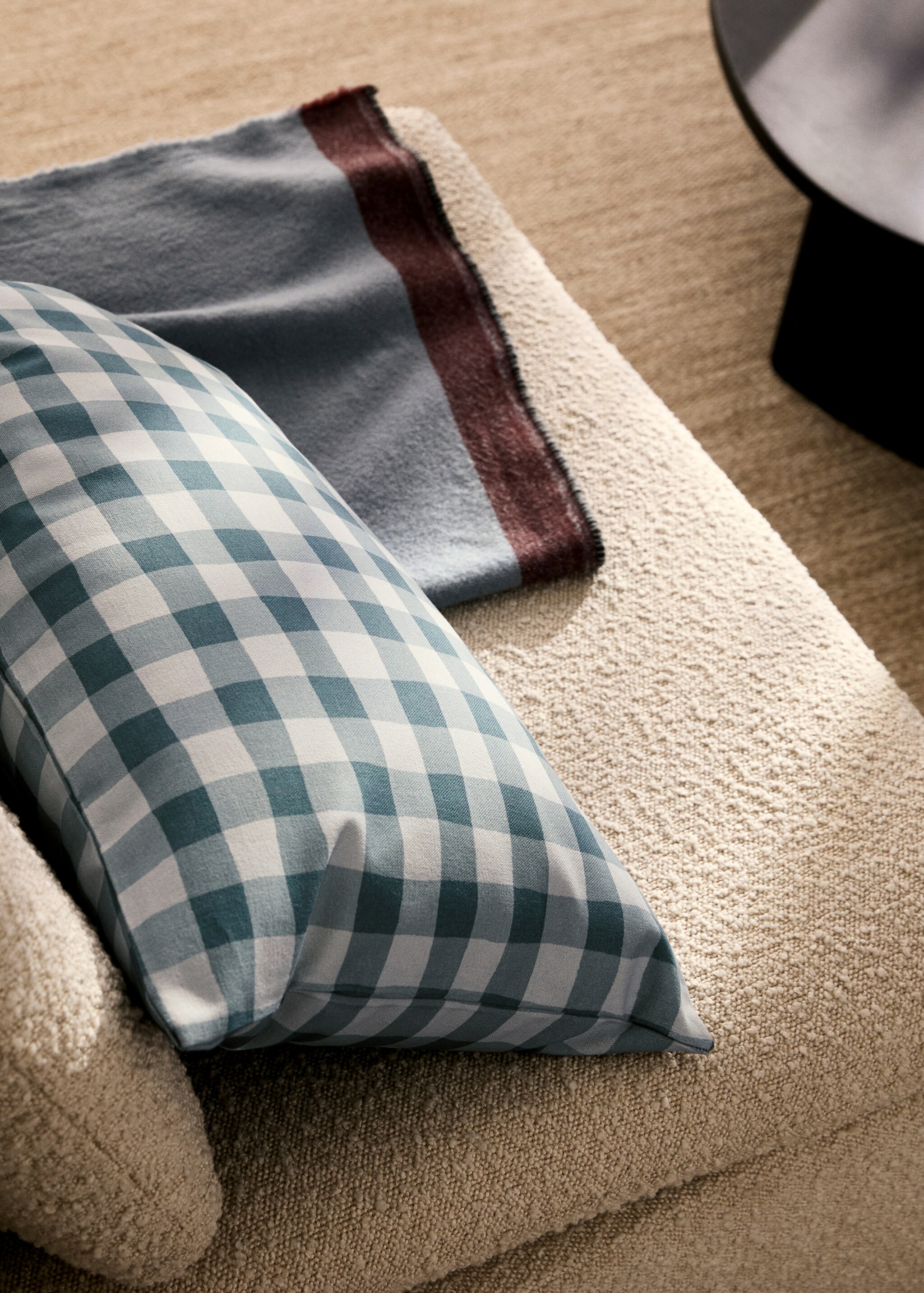Cotton gingham check cushion cover 40x60 cm - General plane