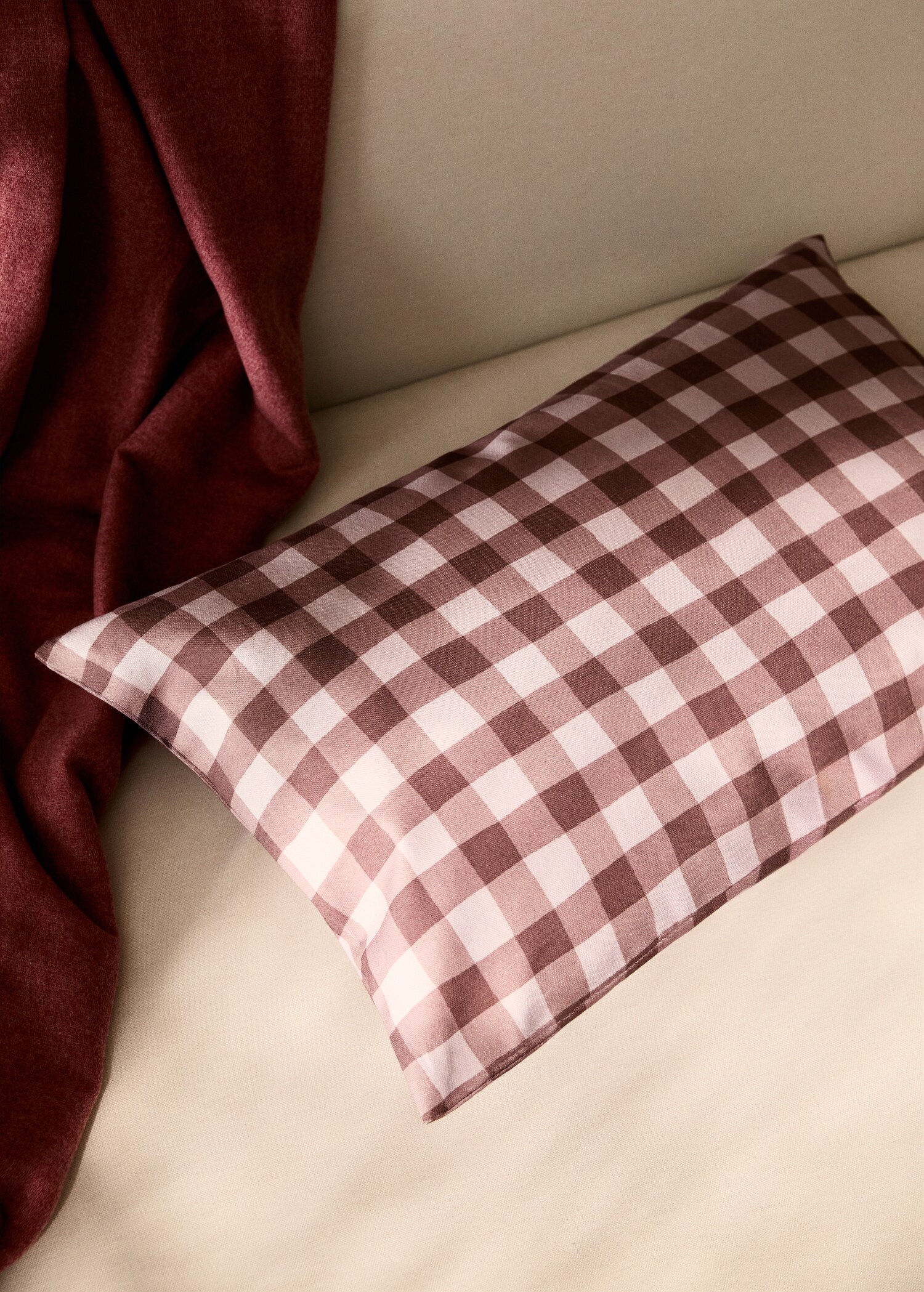 Cotton gingham check cushion cover 40x60 cm - General plane