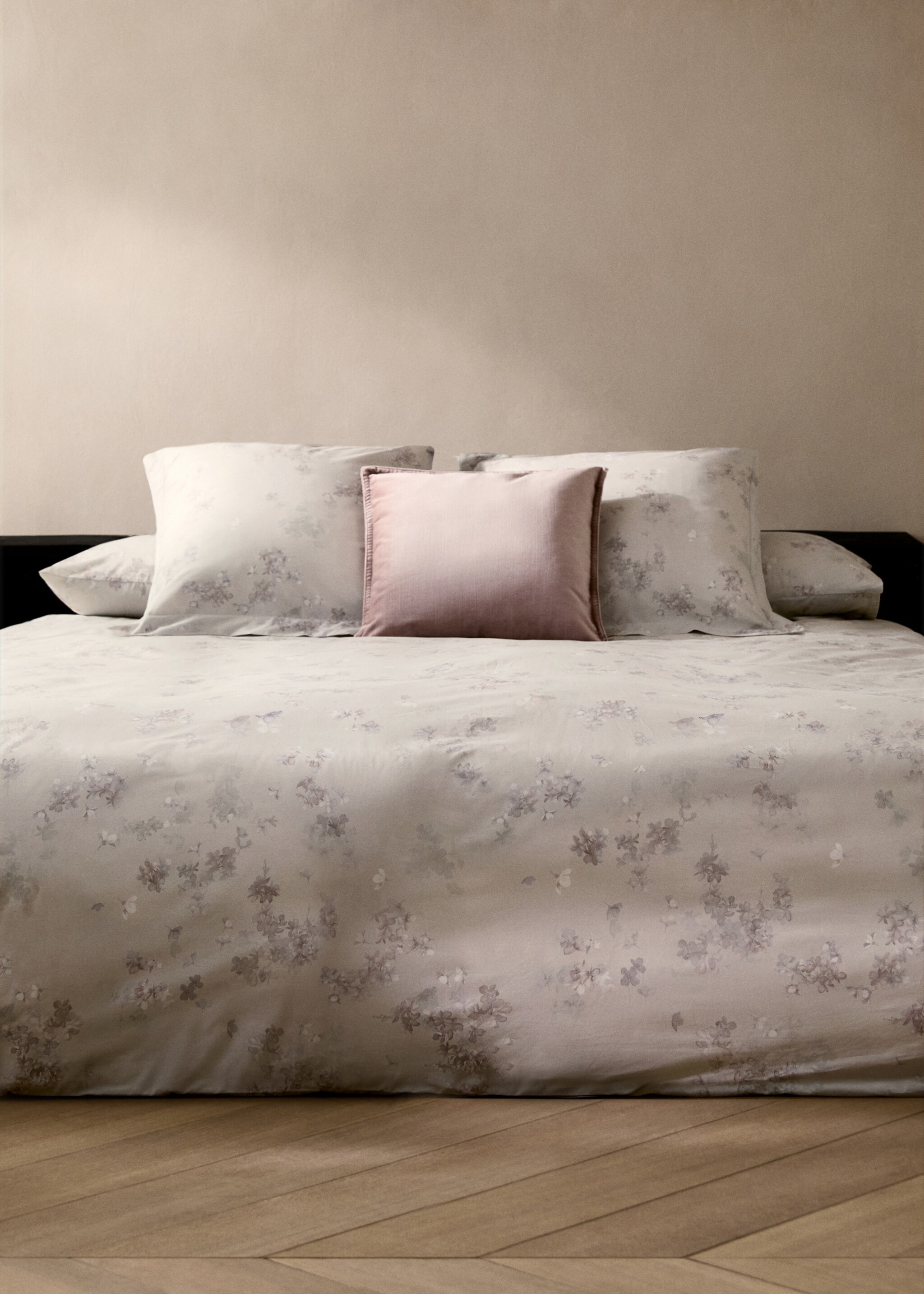 Navlaka za pokrivač od pamučnog perkala romantičnog cvjetnog printa 150/160 cm - Opći prikaz