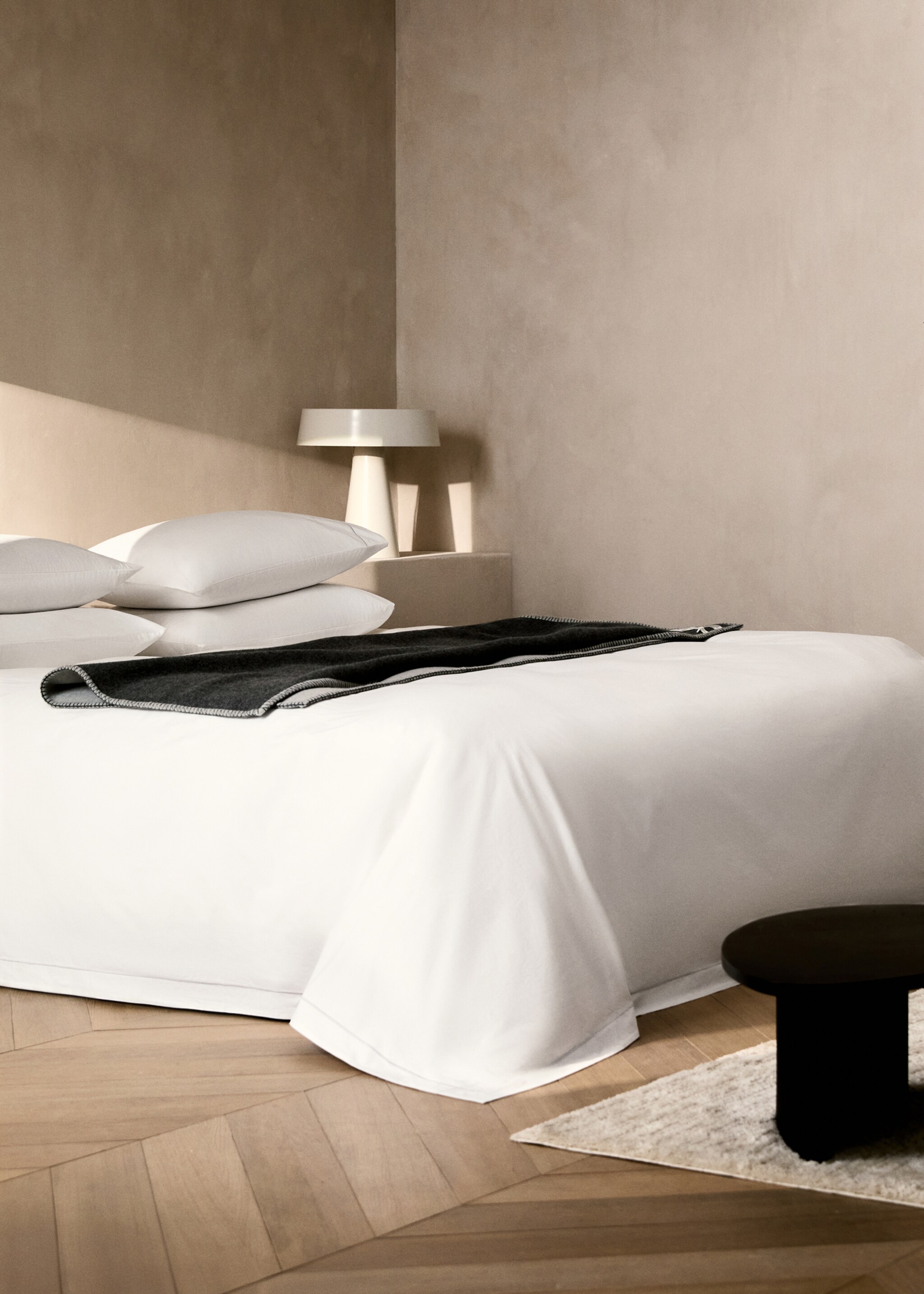 Cotton percale duvet cover with scalloped detail for 150/160 cm bed - General plane