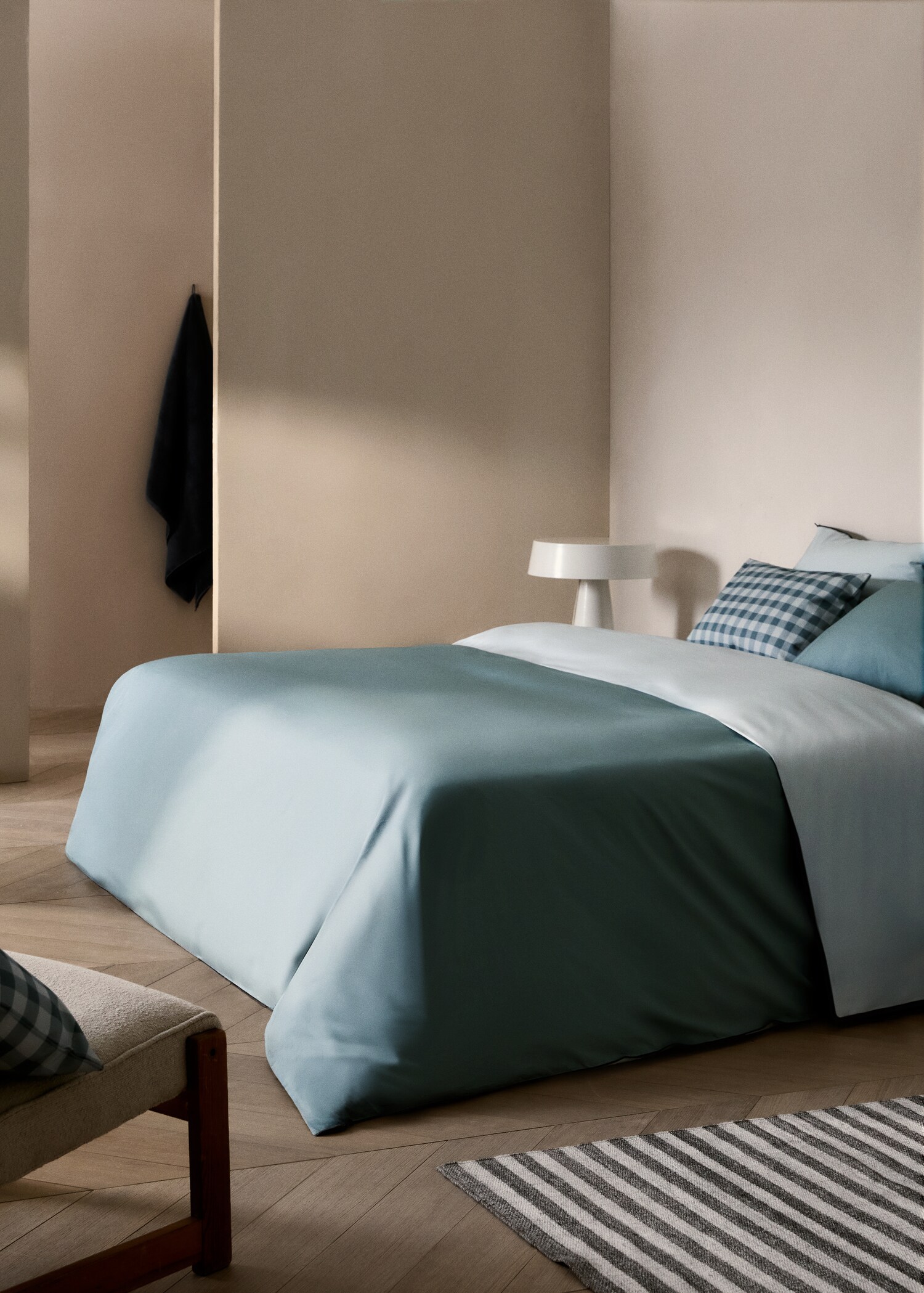 Reversible cotton percale duvet cover for 150/160 cm bed - General plane