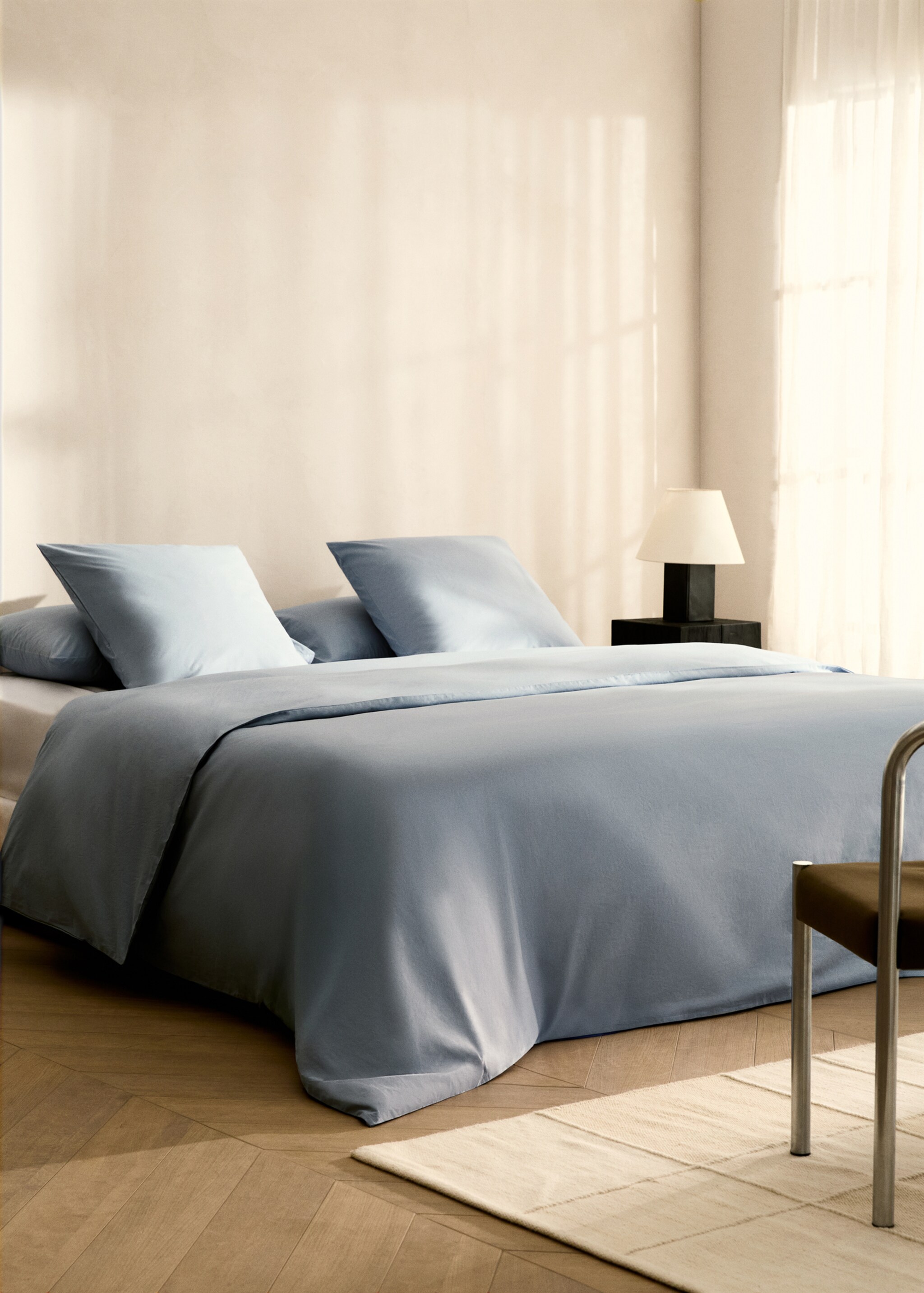 Cotton percale duvet cover for 150/160 cm bed - General plane, Aqua Green. Ref: 87002977-00.