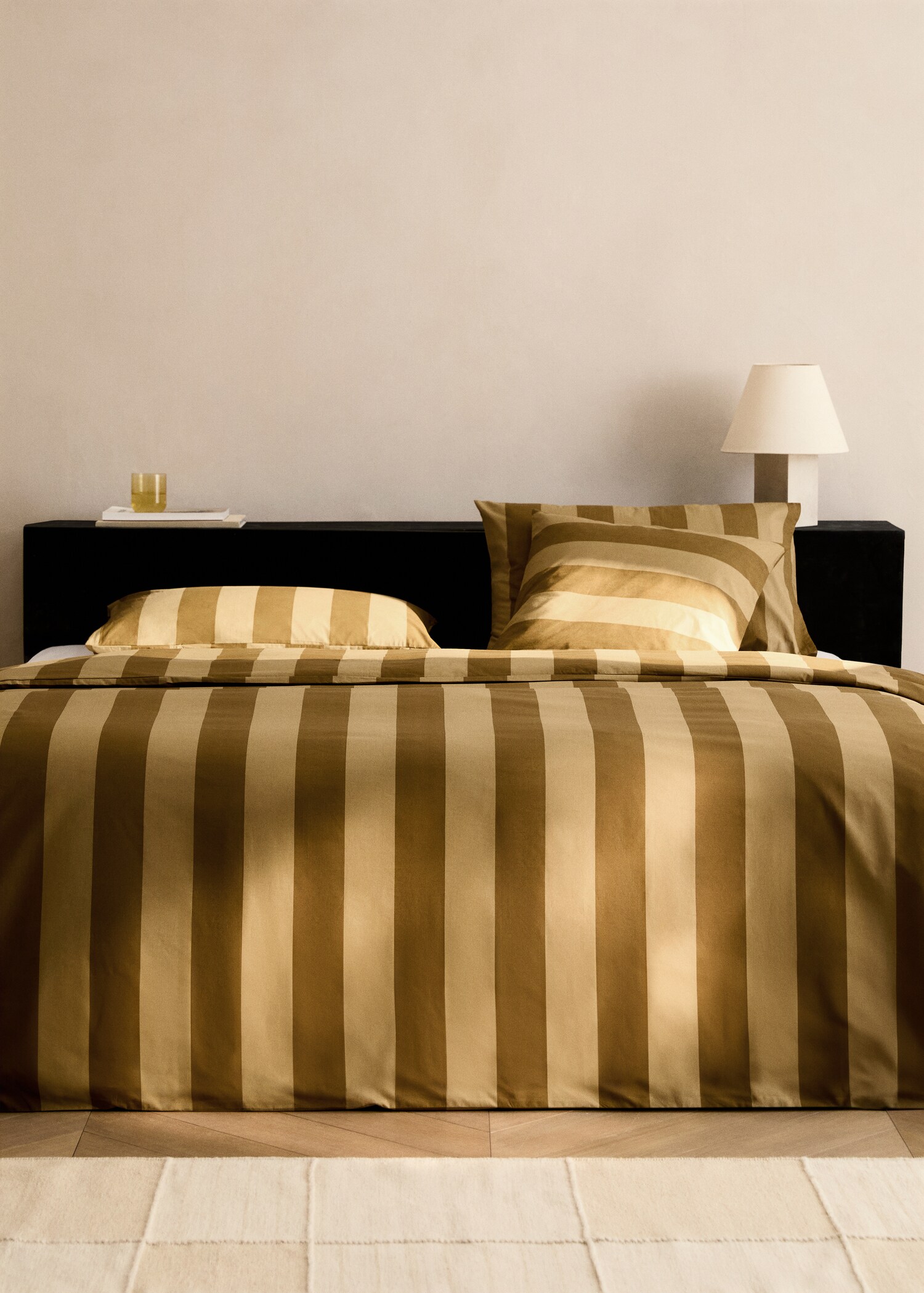 500-thread cotton percale striped duvet cover for 180/200 cm bed - General plane