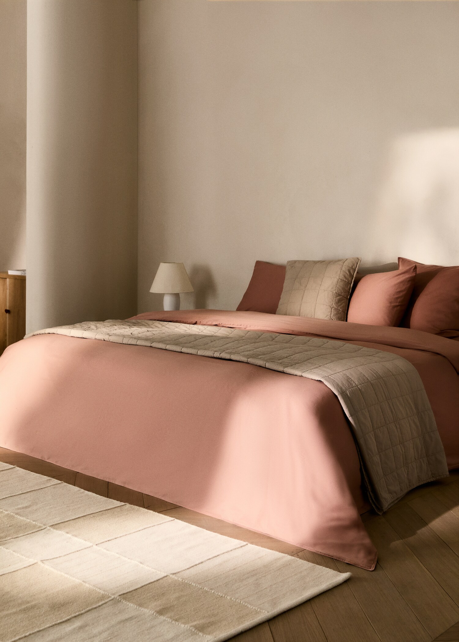 Housse de couette coton satin lavé double surpiqûre lit 90 cm - Plan général