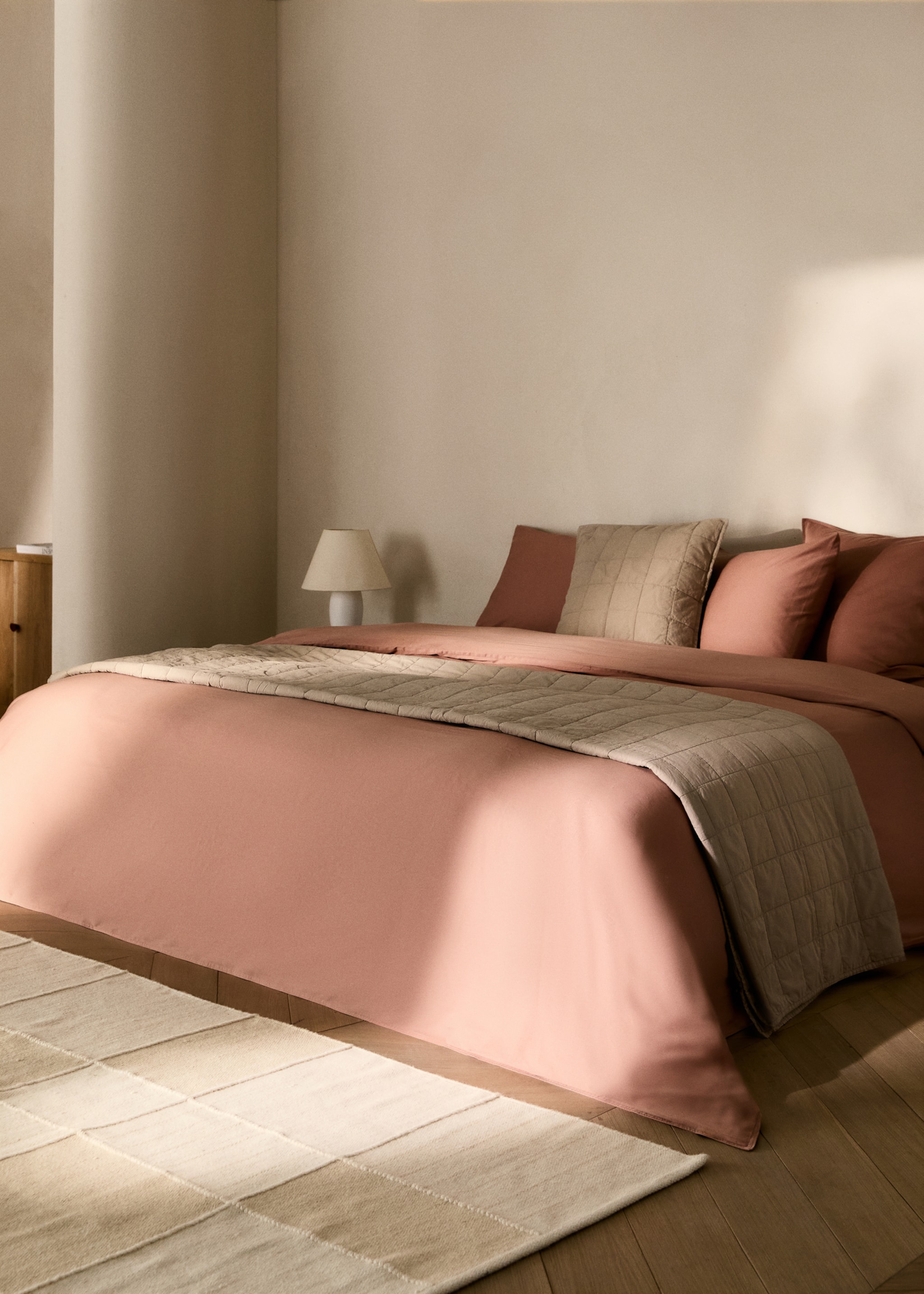 Washed cotton satin double-stitched duvet cover for 150/160 cm bed - General plane