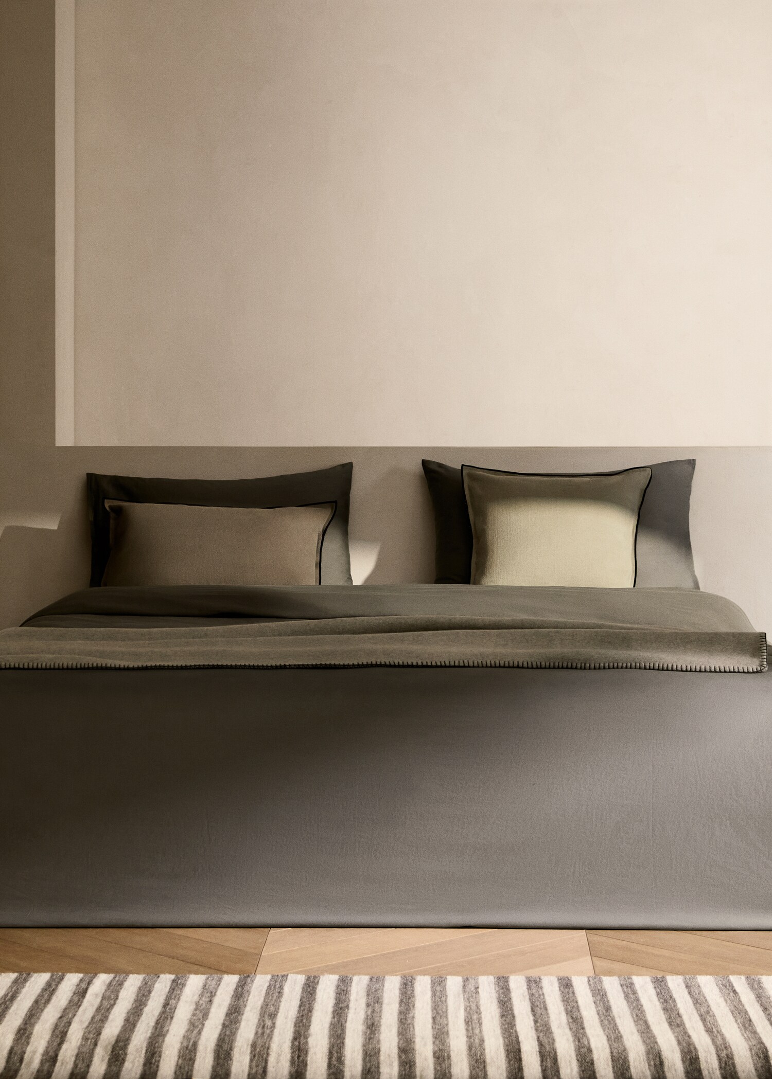 Washed cotton satin double-stitched duvet cover for 150/160 cm bed - General plane