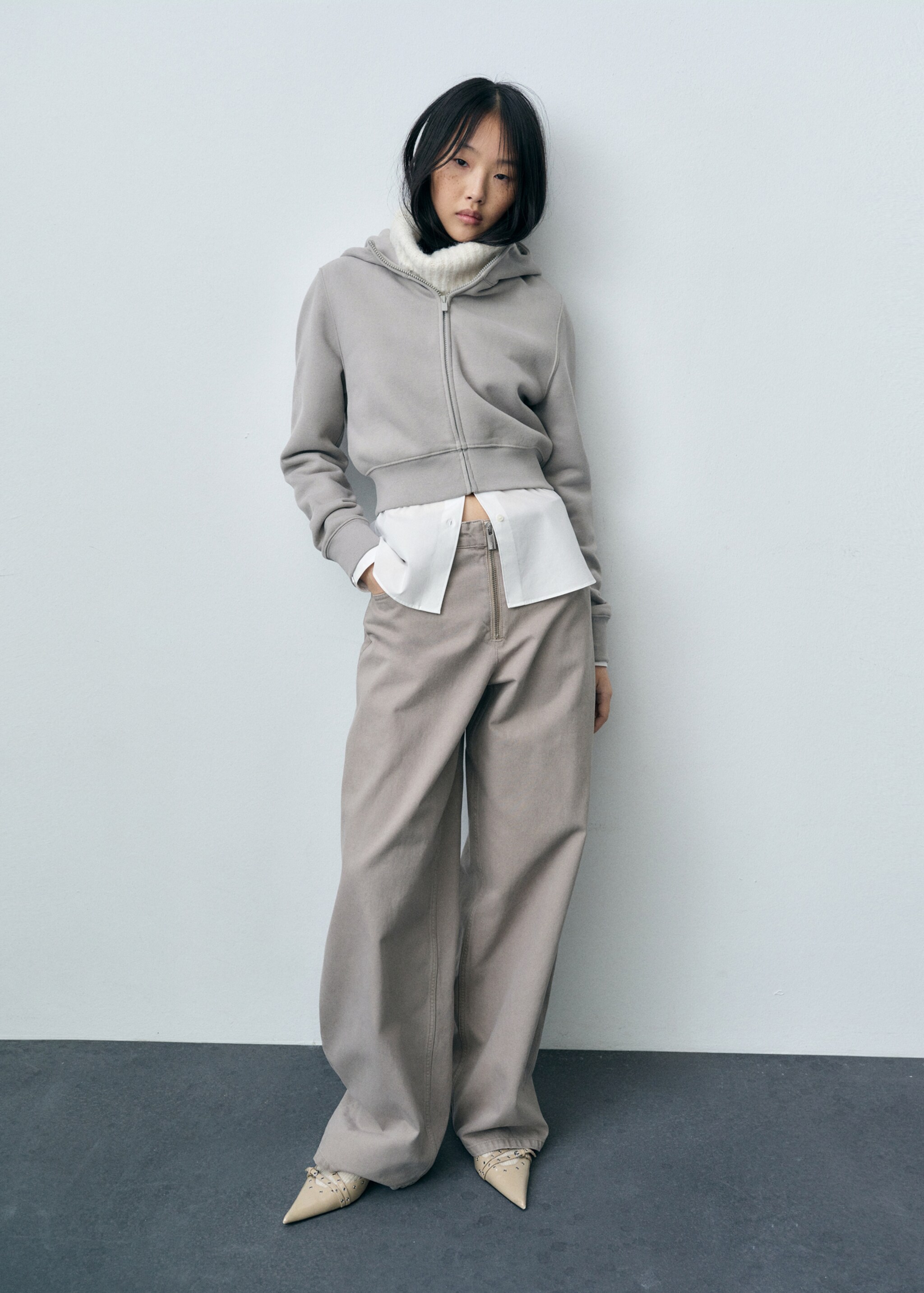 Wideleg jeans with zip - General plane