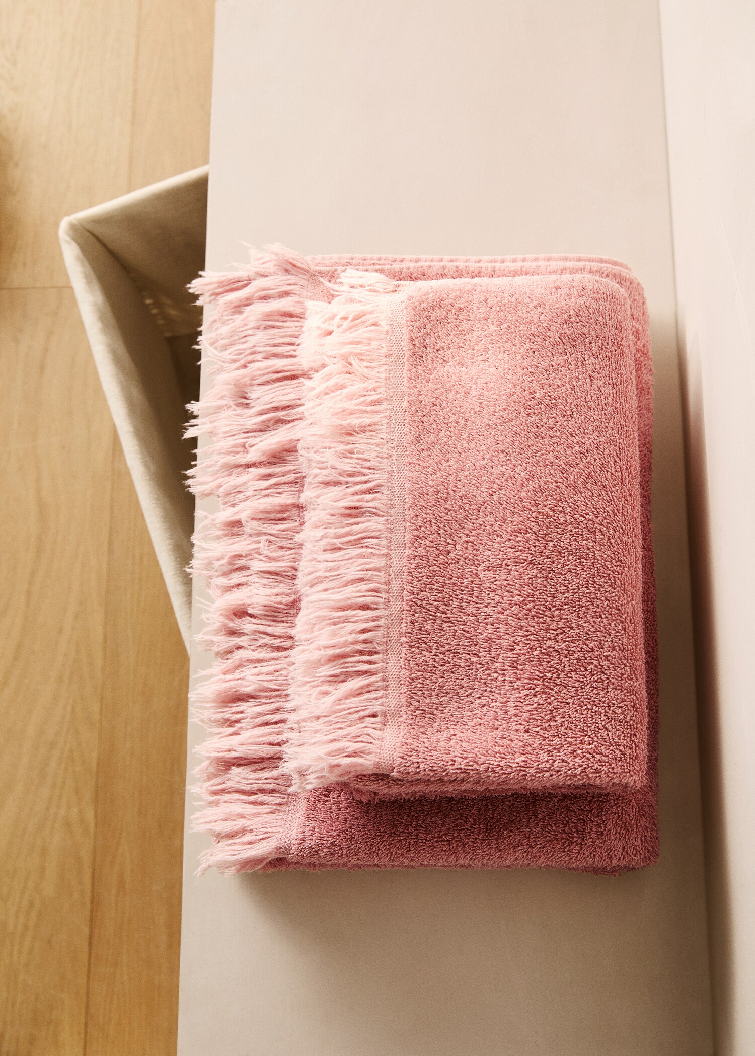 Organic cotton children's washbasin towel with fringes - General plane