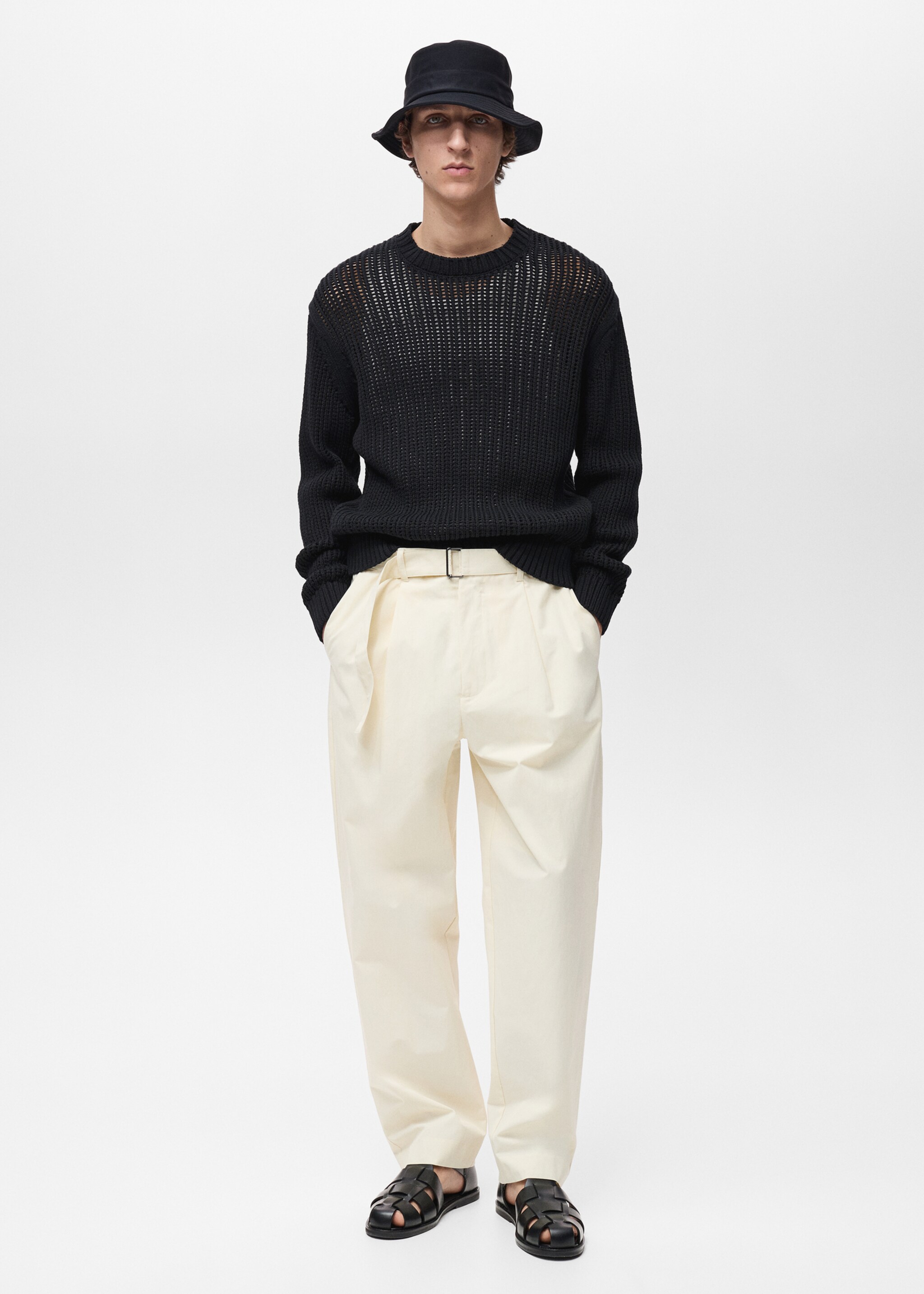 100% cotton openwork knitted sweater - General plane