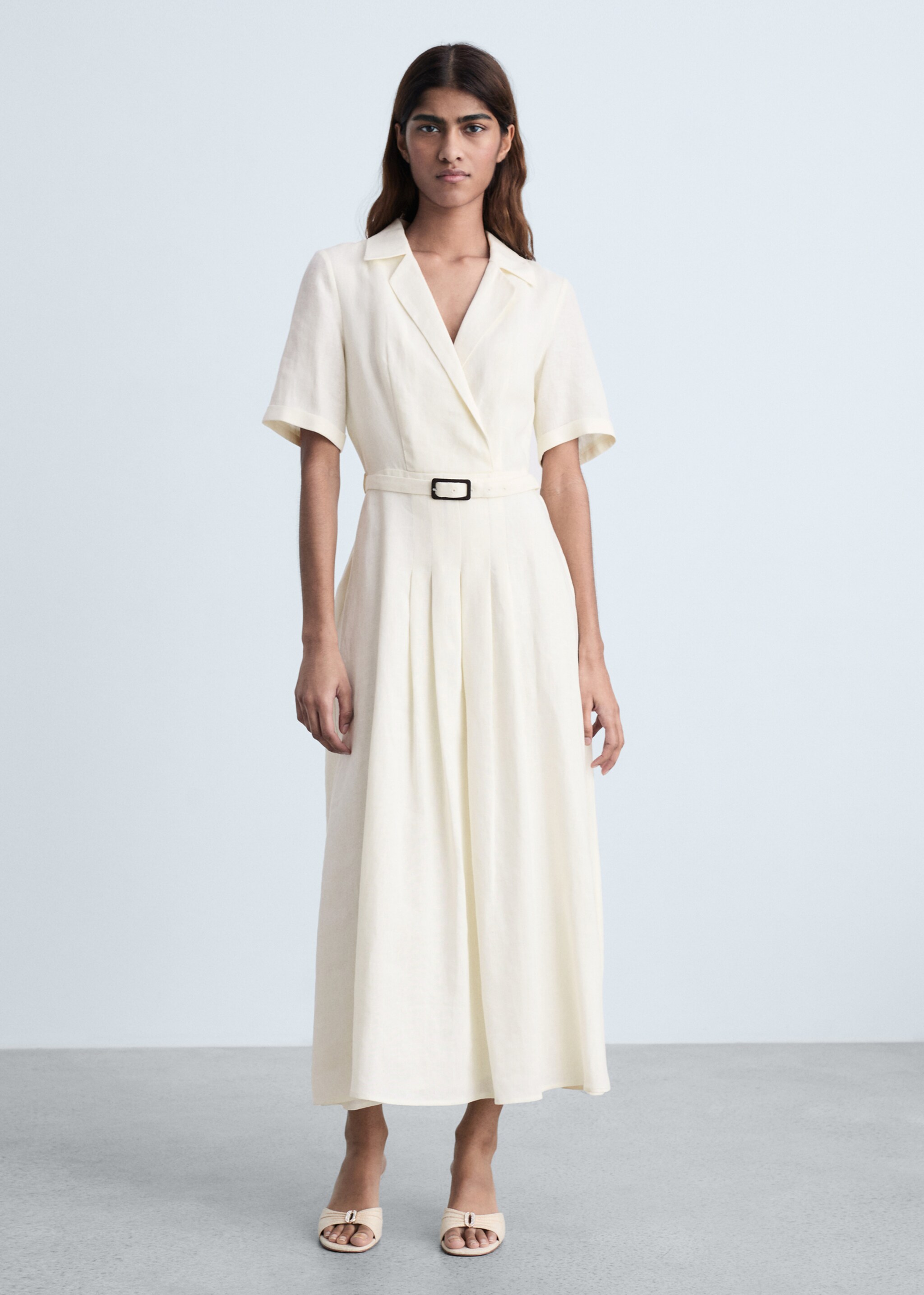 Belt linen dress - General plane