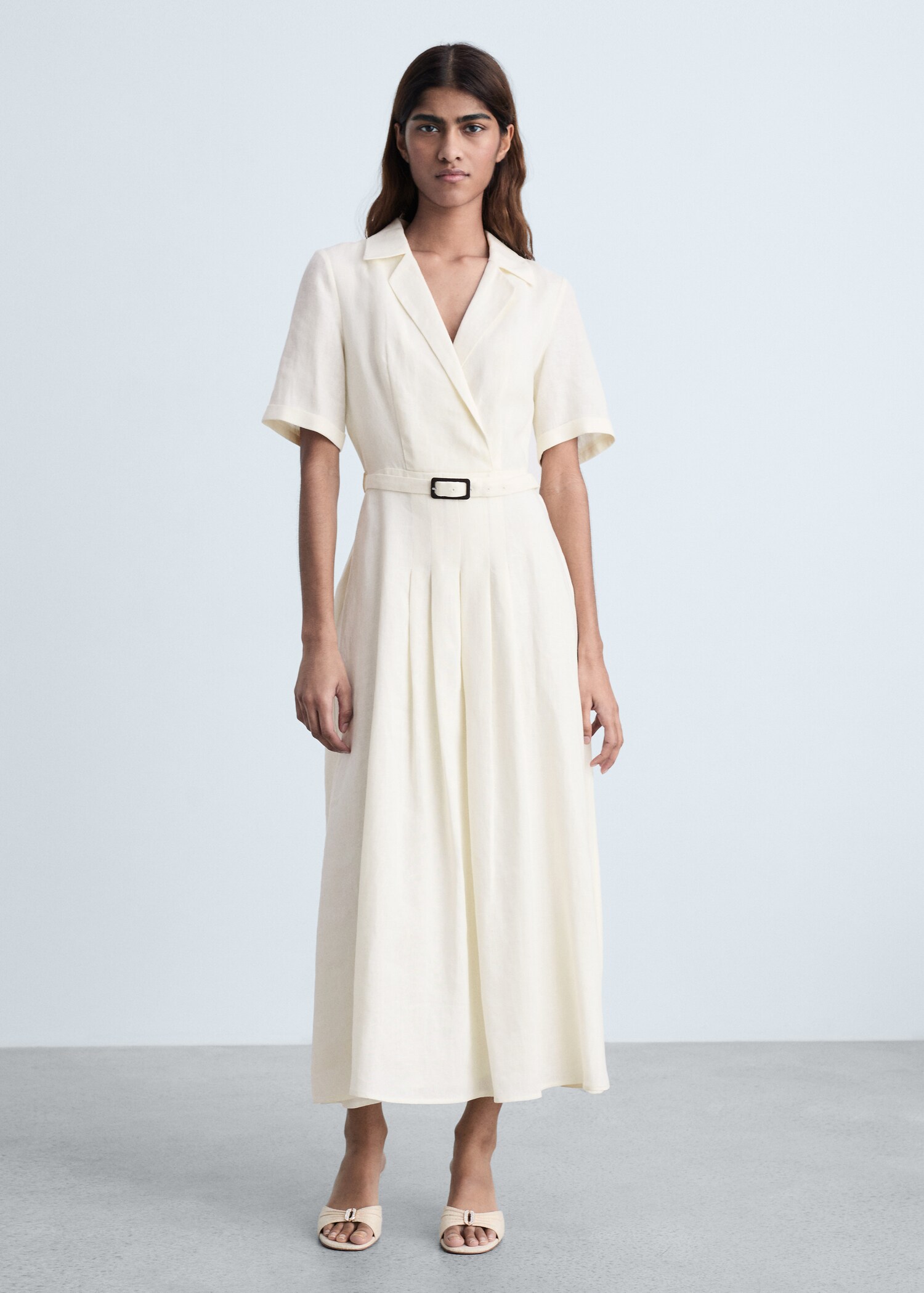 Belt linen dress - General plane