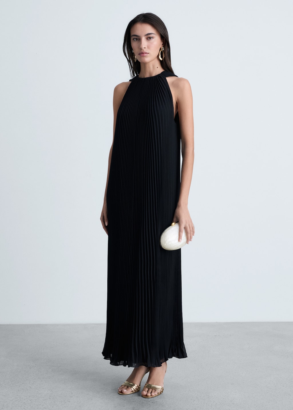 Jerdar Autumn Cross V-neck Pleated Dress for Women, Elegant